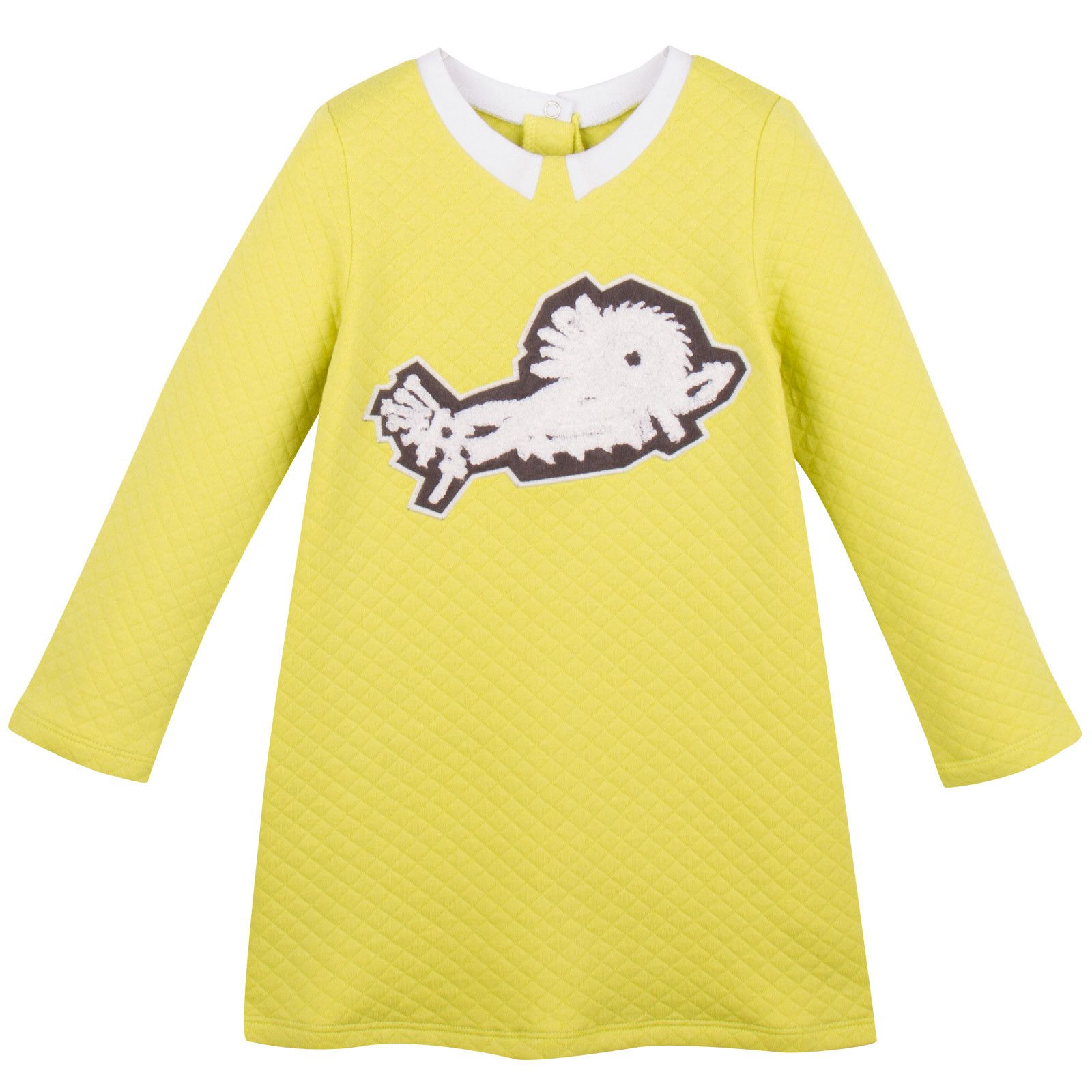 Baby Girls Lime Green Monster Embroidered Dress - CÉMAROSE | Children's Fashion Store - 1
