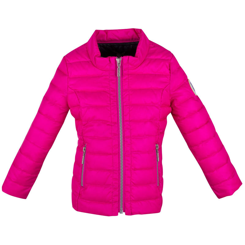 Girls Pink Down Padded Jacket With Zipper Pockets - CÉMAROSE | Children's Fashion Store - 1
