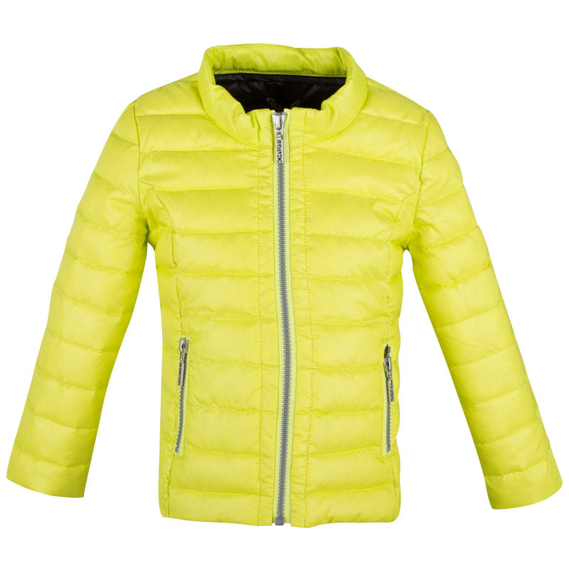 Girls Lime Green Down Padded Jacket With Zip Pockets - CÉMAROSE | Children's Fashion Store - 1