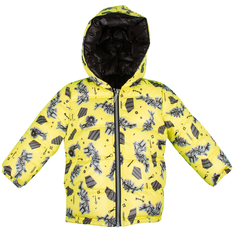 Baby Boys Lime Green Monster Printed Reversible Jacket - CÉMAROSE | Children's Fashion Store - 1