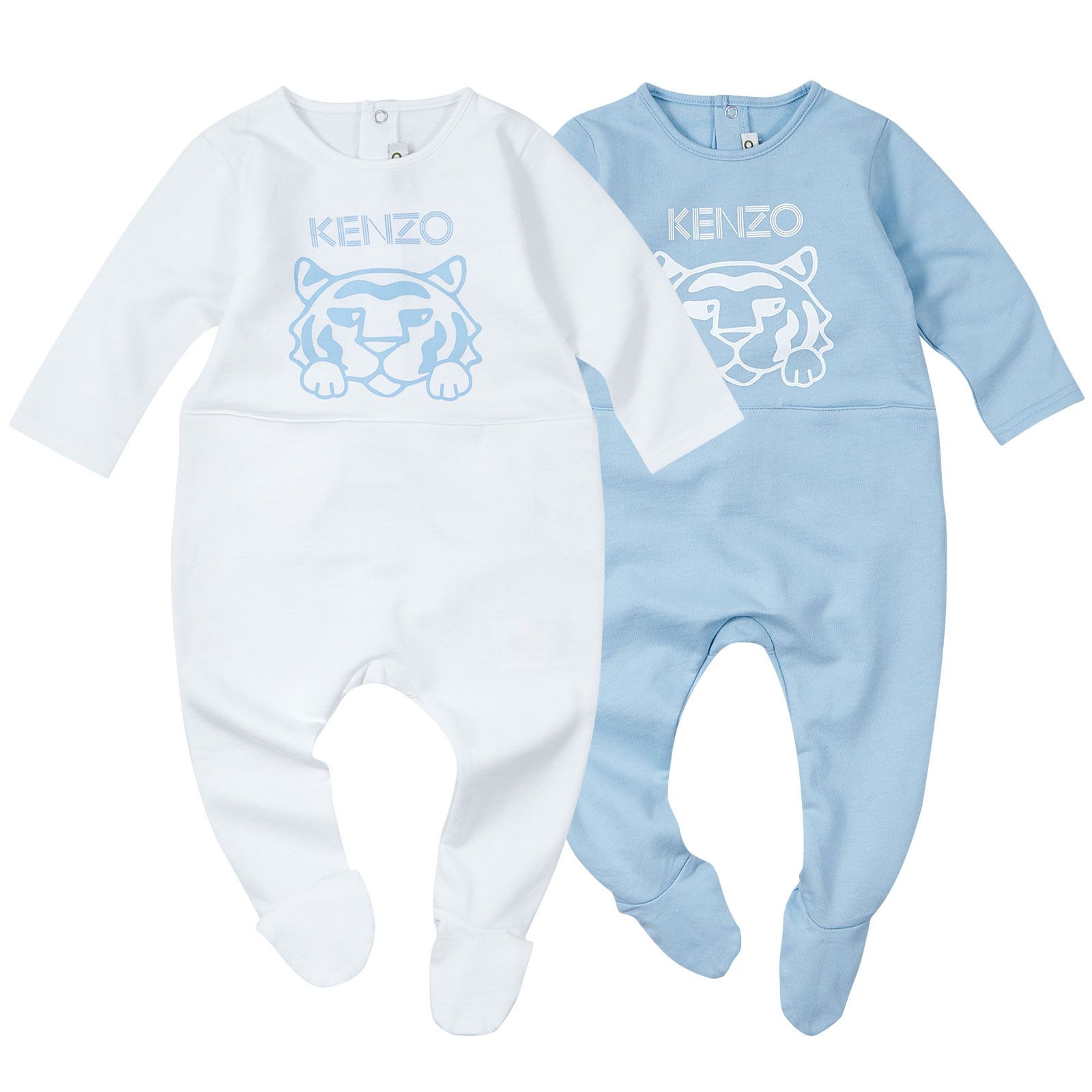 Baby Girls Blue&White Tiger Printed Babygrow - CÉMAROSE | Children's Fashion Store - 1