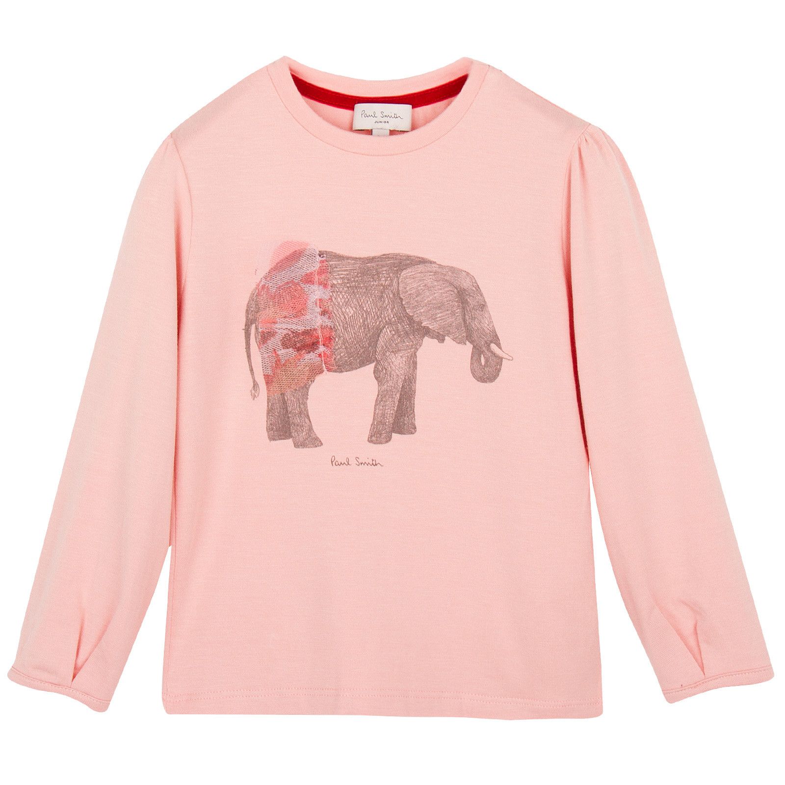 Girls Light Pink Elephant Printed Long-Sleeve T-Shirt - CÉMAROSE | Children's Fashion Store - 1