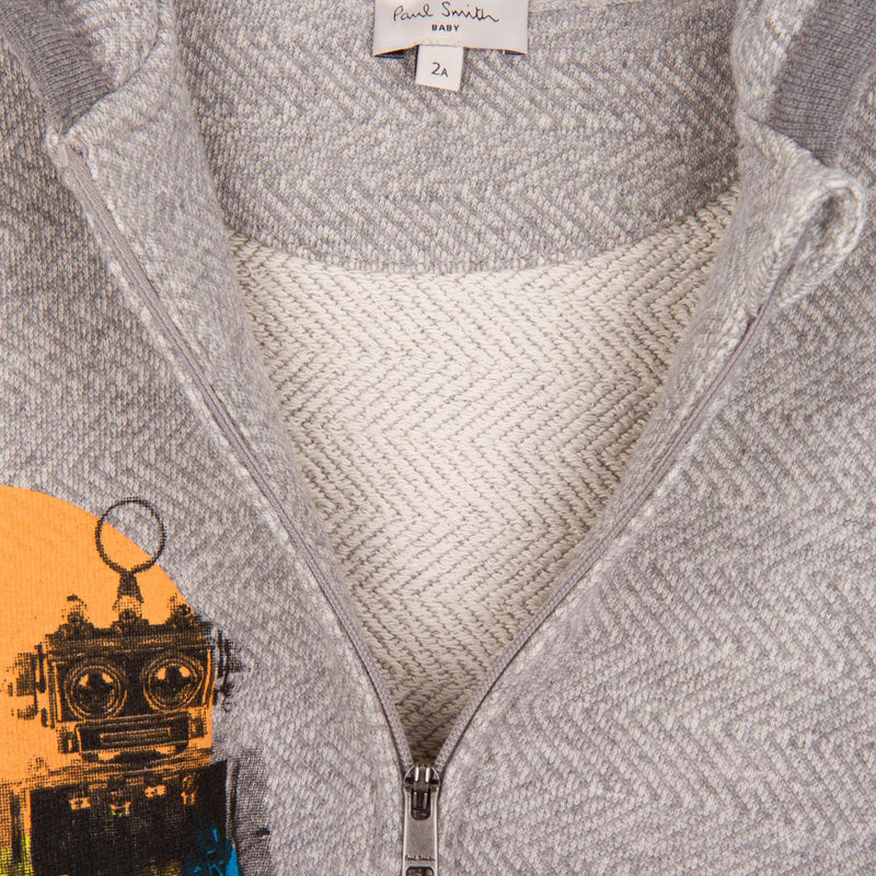 Baby Boys Grey Robot Printed Zip-Up Top - CÉMAROSE | Children's Fashion Store - 3
