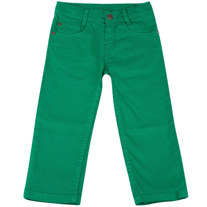 Baby Boys Green Trousers With A Leather Logo Patch - CÉMAROSE | Children's Fashion Store - 1