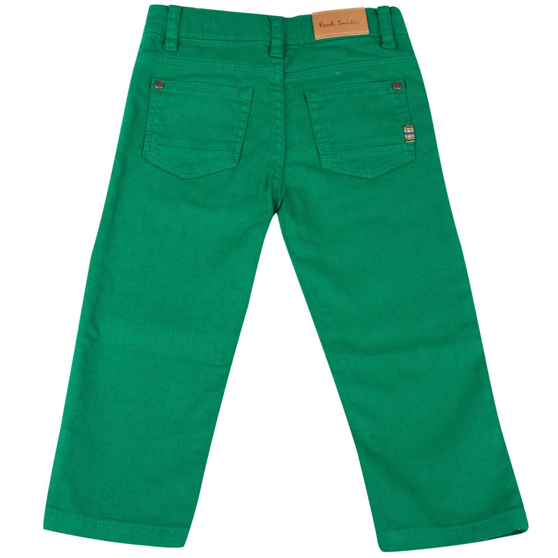 Baby Boys Green Trousers With A Leather Logo Patch - CÉMAROSE | Children's Fashion Store - 2