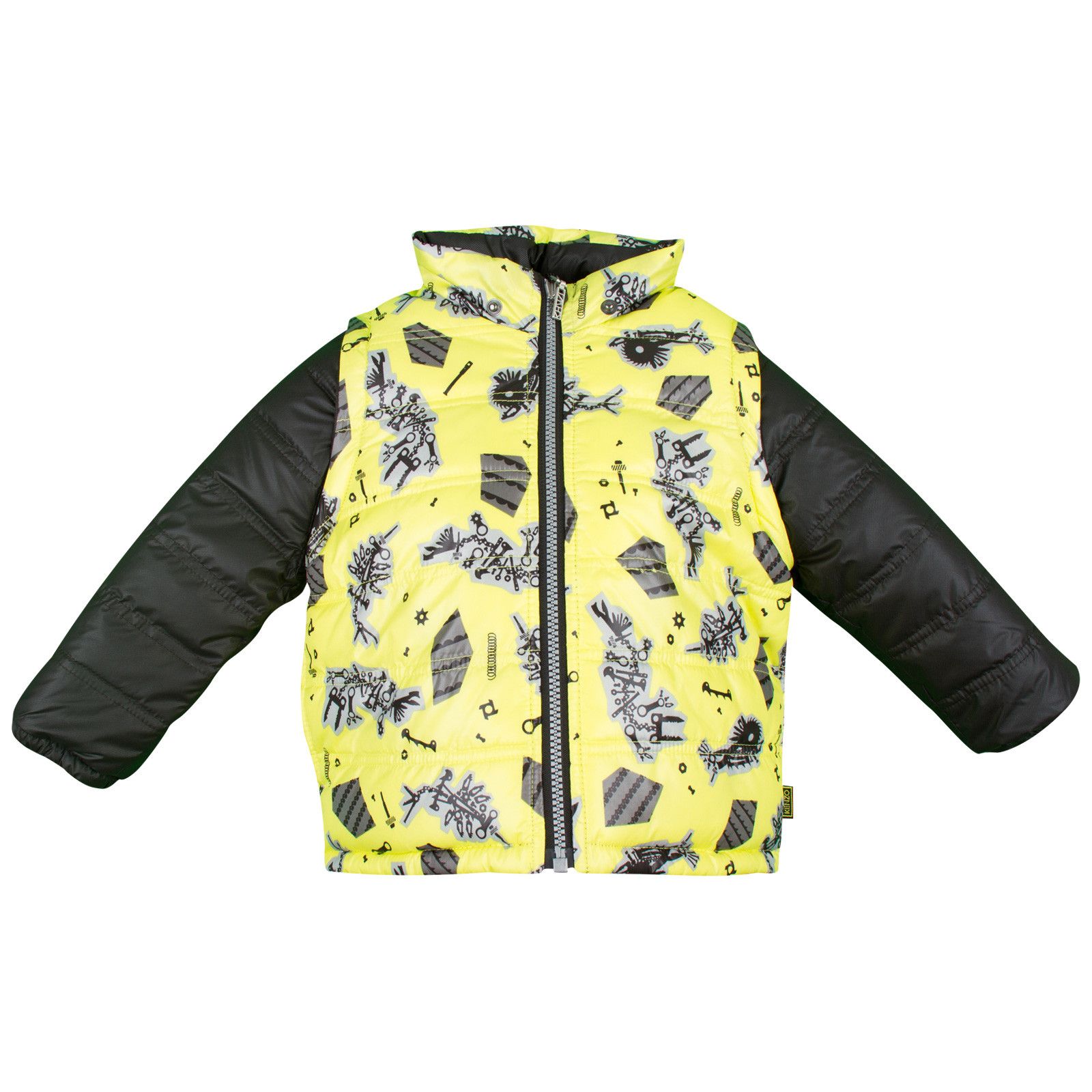 Boys Yellow&Black Reversible Monster Printed Puffer Jacket&Gilet - CÉMAROSE | Children's Fashion Store - 1