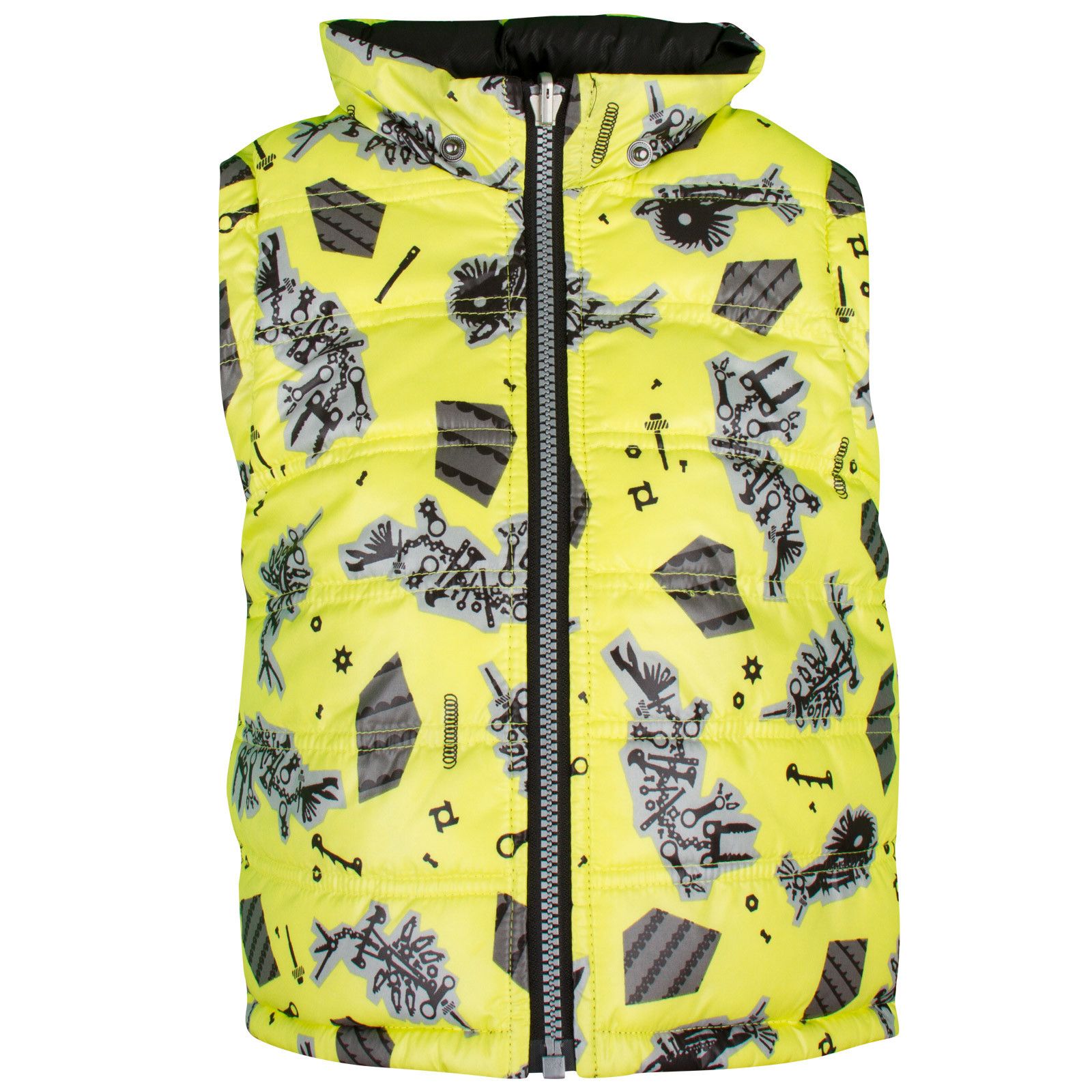Boys Yellow&Black Reversible Monster Printed Puffer Jacket&Gilet - CÉMAROSE | Children's Fashion Store - 5