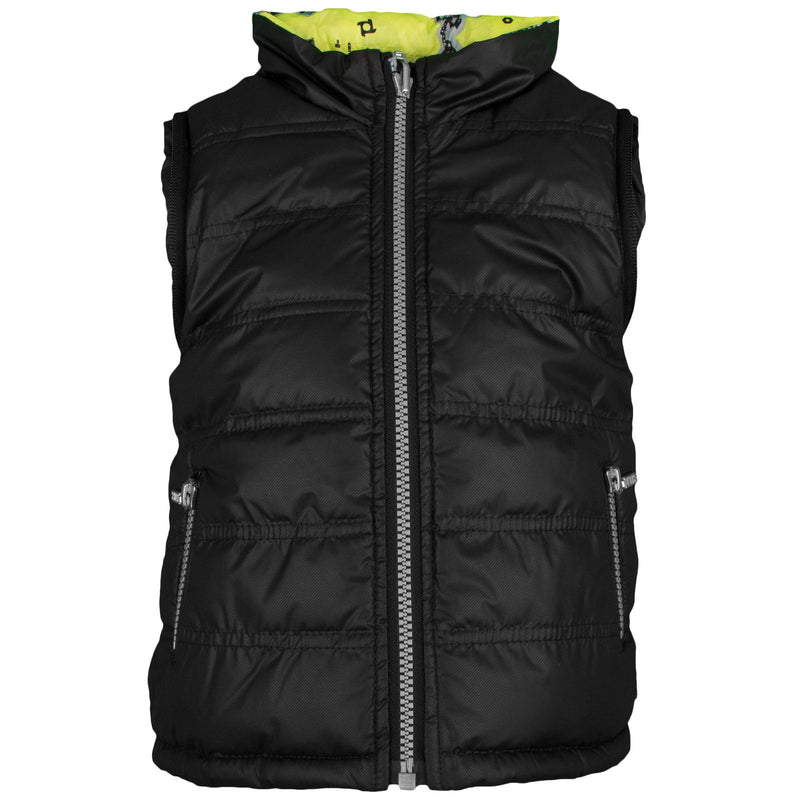 Boys Yellow&Black Reversible Monster Printed Puffer Jacket&Gilet - CÉMAROSE | Children's Fashion Store - 6