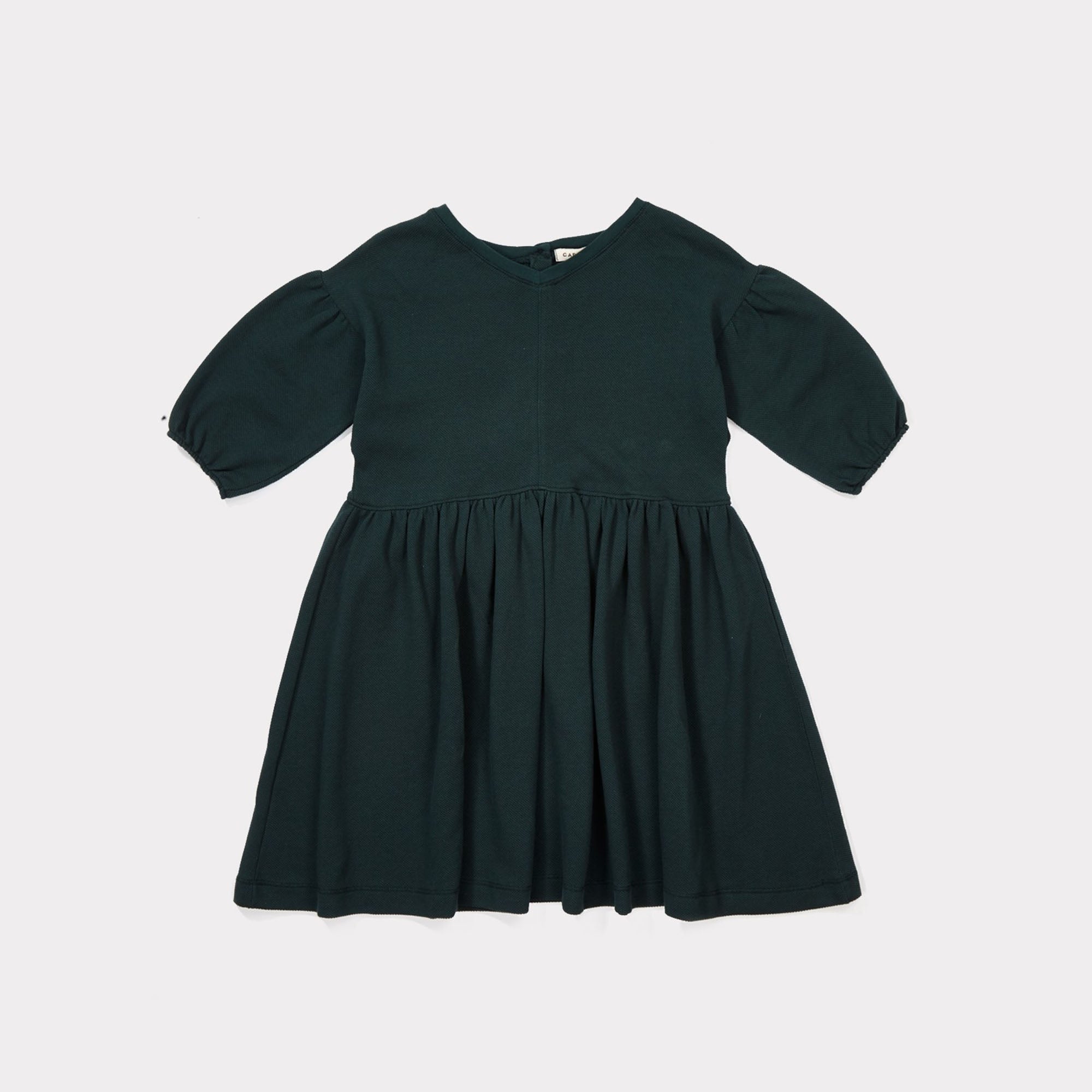 Girls Forest Green Cotton Jersey Dress