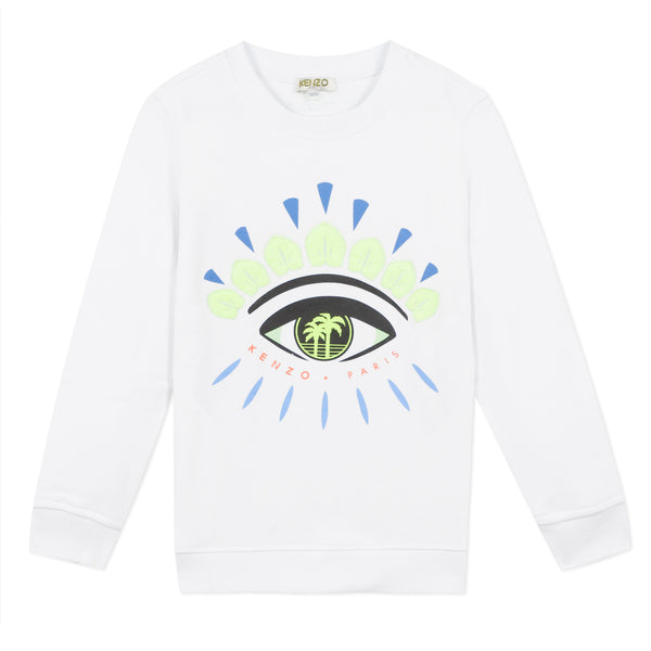 Boys White Eye Cotton Sweatshirt