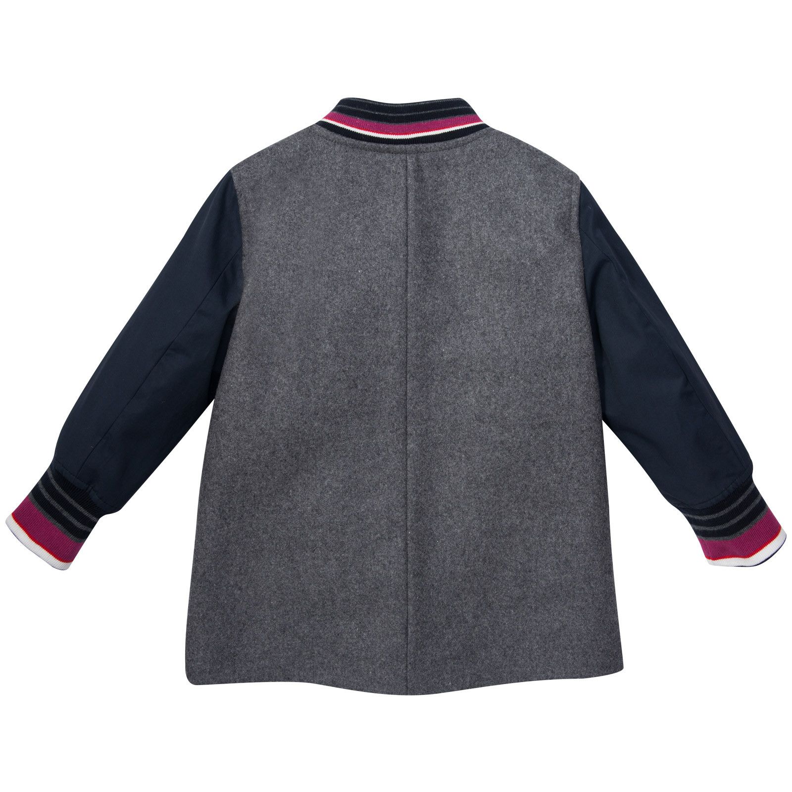 Girls Grey Monster Purple Striped Collar Varsity Jacket - CÉMAROSE | Children's Fashion Store - 2