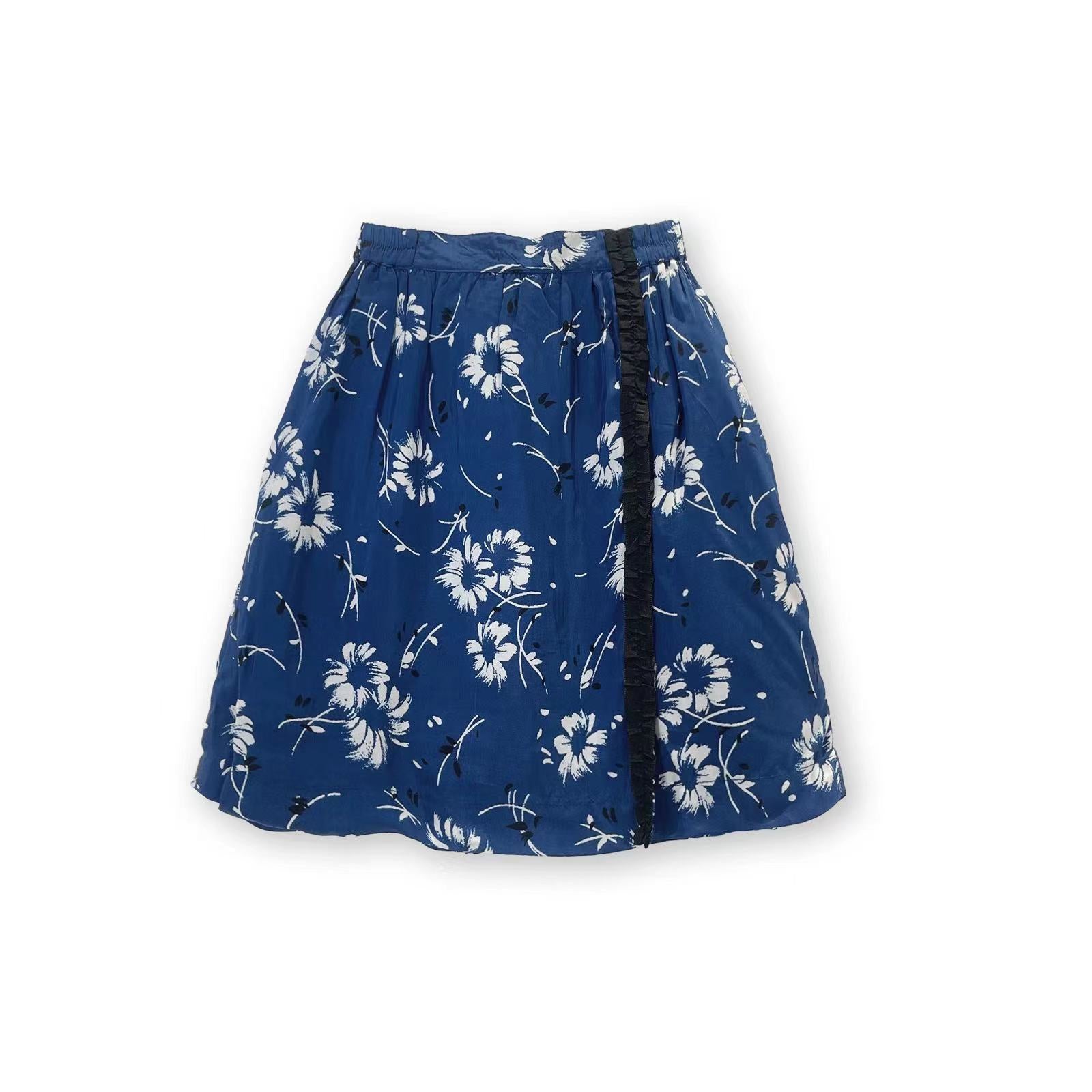 Girls Blue Printed Skirt