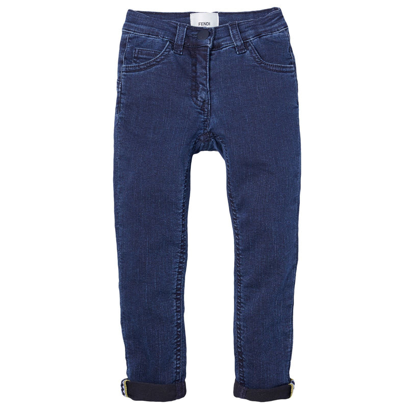 Girls Dark Blue Monster Embroidered Jeans - CÉMAROSE | Children's Fashion Store - 1