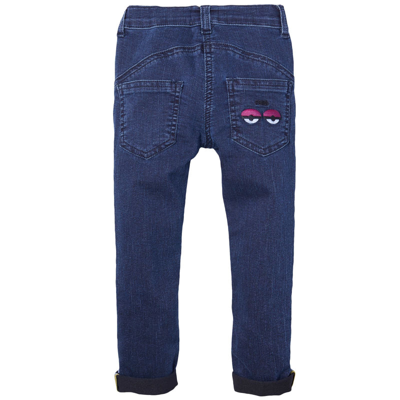 Girls Dark Blue Monster Embroidered Jeans - CÉMAROSE | Children's Fashion Store - 2