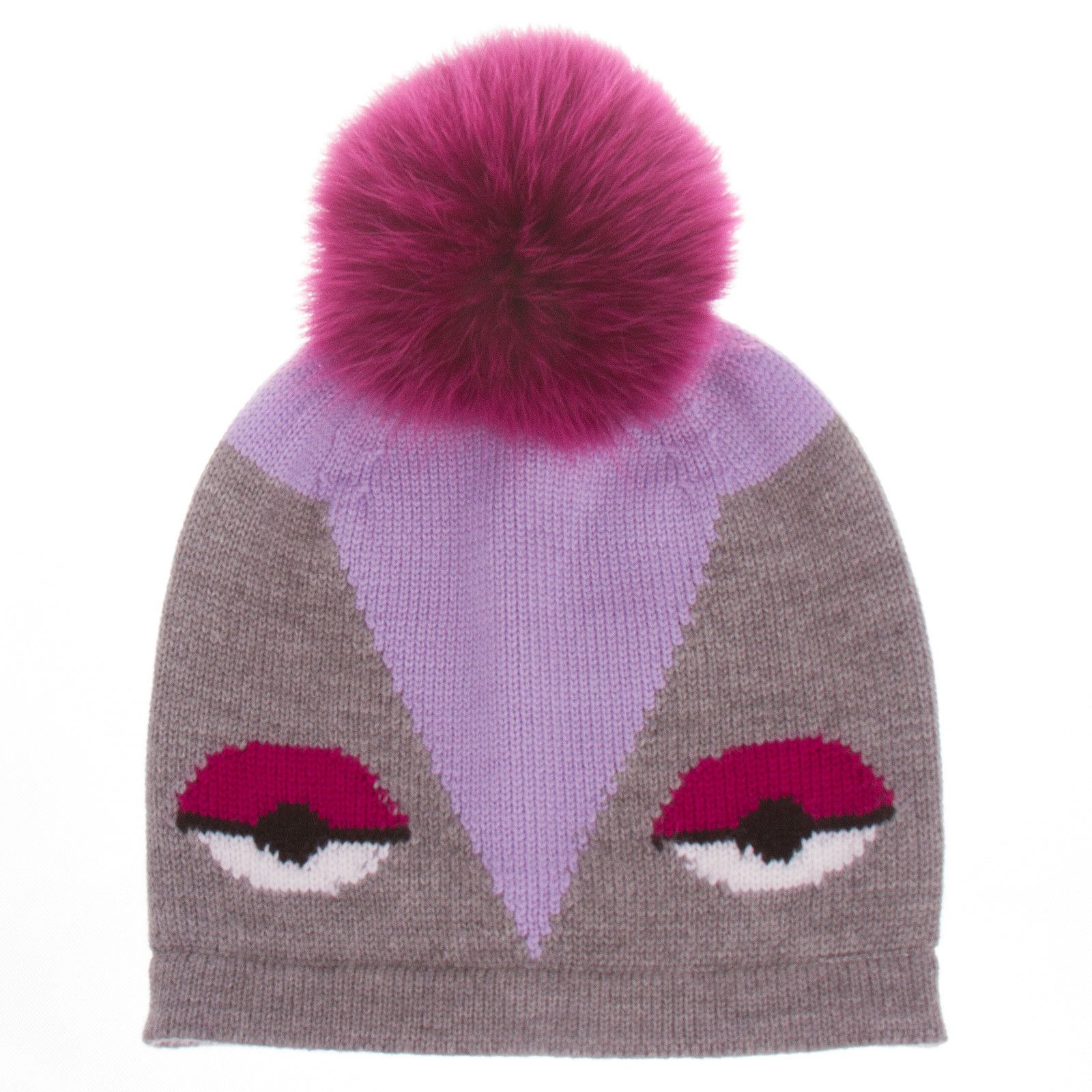 Girls Grey Monster Wool Hat With Red Fur Trims - CÉMAROSE | Children's Fashion Store - 1