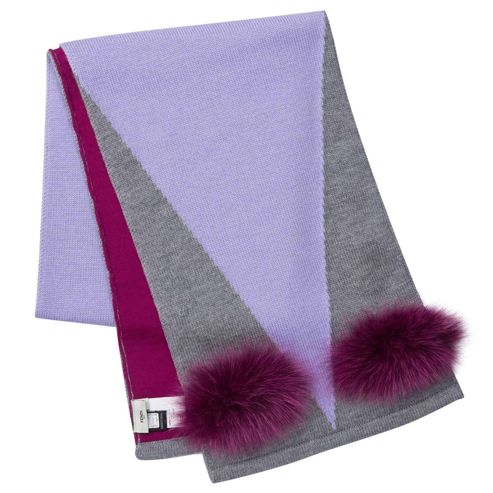 Girls Grey Monster Wool Scarf With Red Fur Trims - CÉMAROSE | Children's Fashion Store - 2