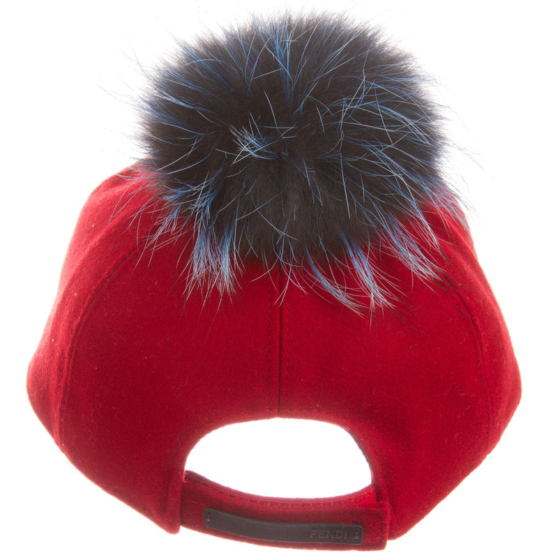 Girls Red Wool Cap With Blue Fur Trim - CÉMAROSE | Children's Fashion Store - 4
