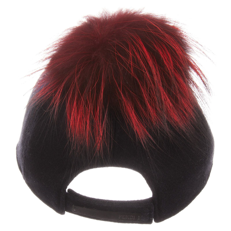 Girls Blue Wool Cap With Red Fur Trim - CÉMAROSE | Children's Fashion Store - 2
