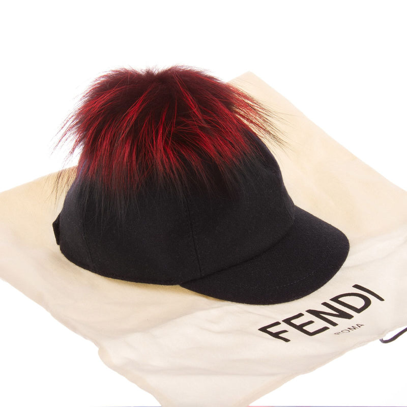 Girls Blue Wool Cap With Red Fur Trim - CÉMAROSE | Children's Fashion Store - 3