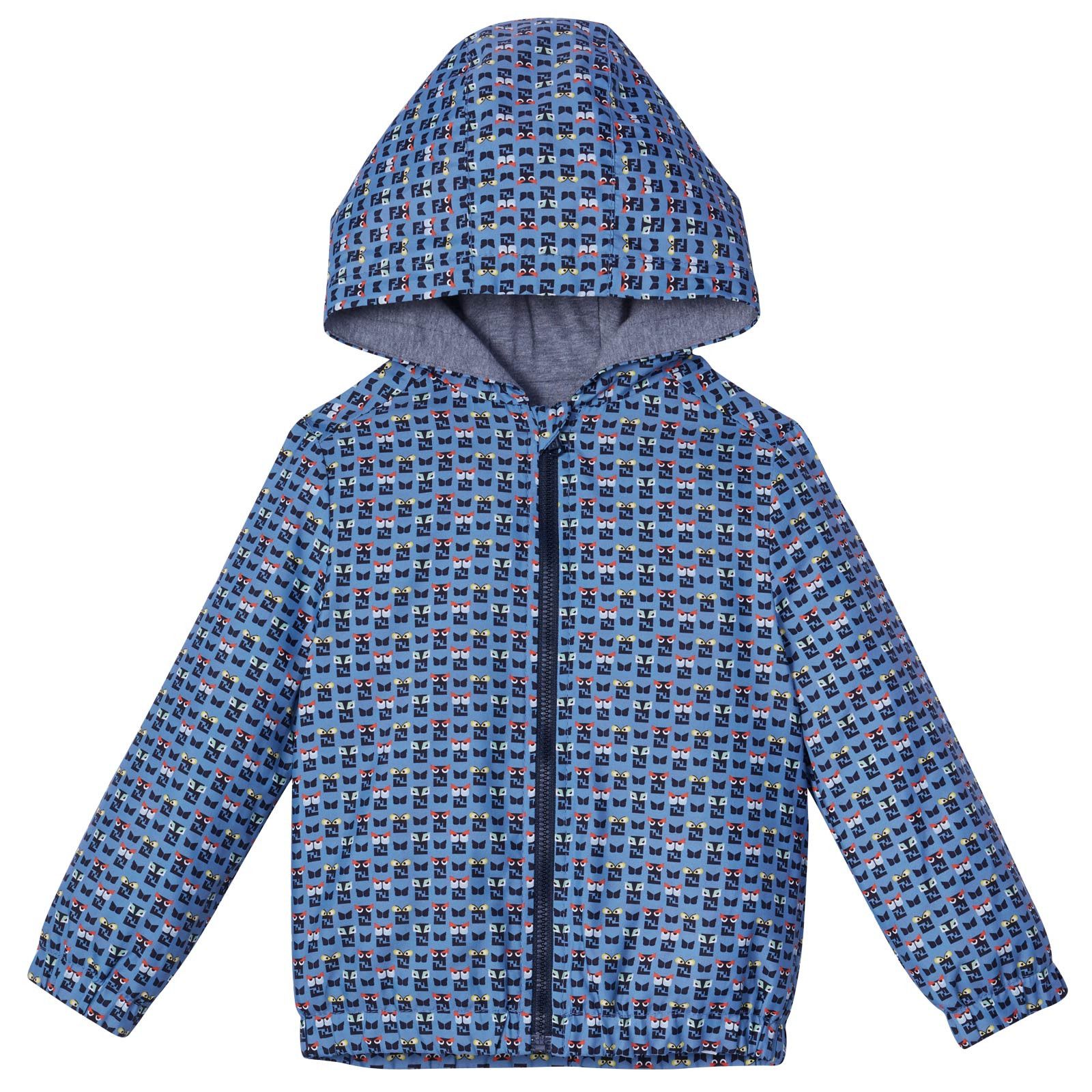 Boys Blue&Multicolors Monster Printed Hooded Jacket - CÉMAROSE | Children's Fashion Store - 1