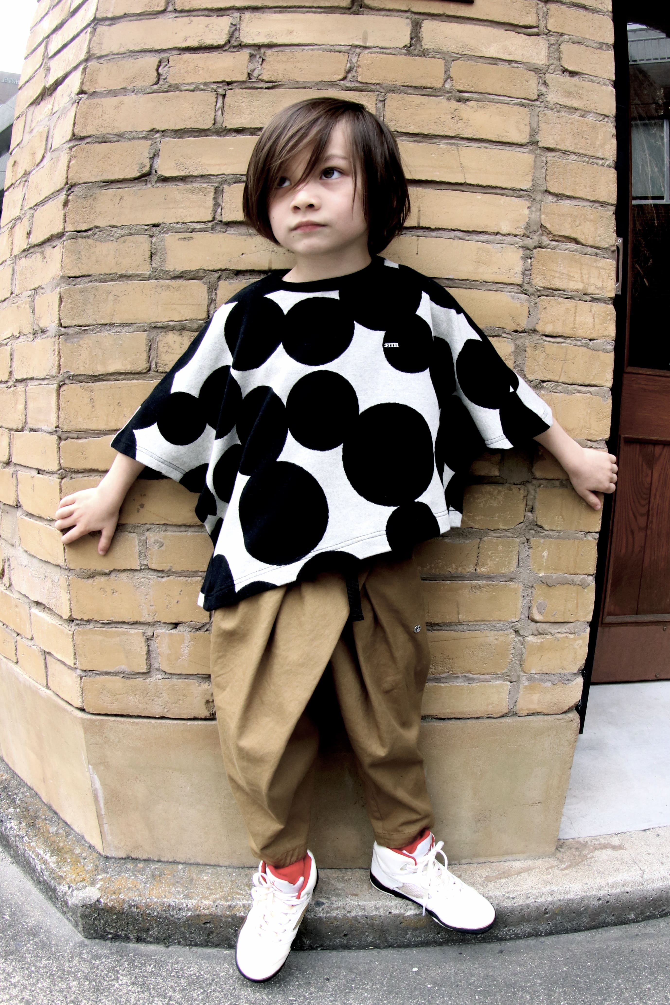 Girls Black Dots Cotton T-Shirt