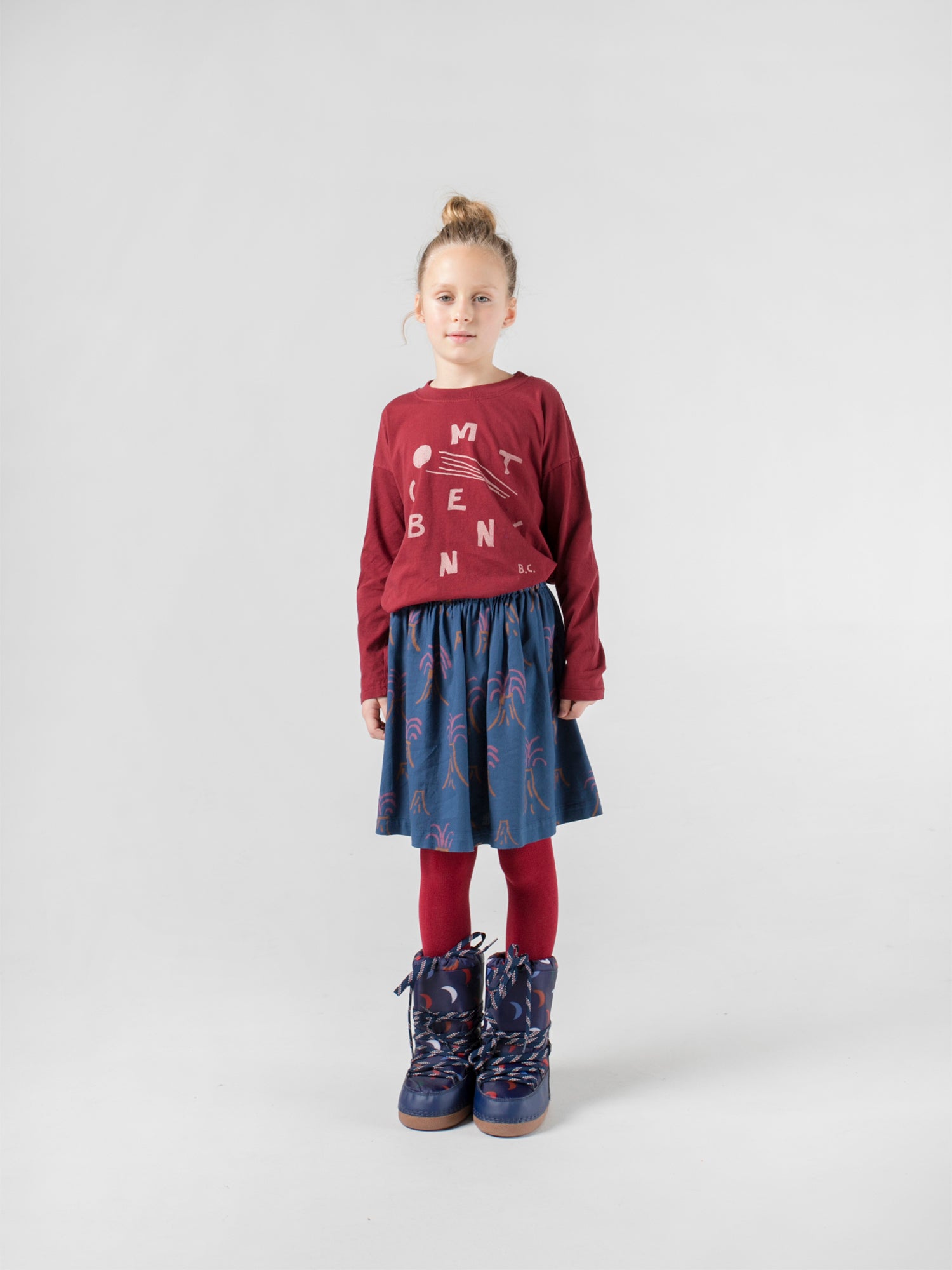 Girls Red Comet Benny Long Sleeve Cotton T-Shirt