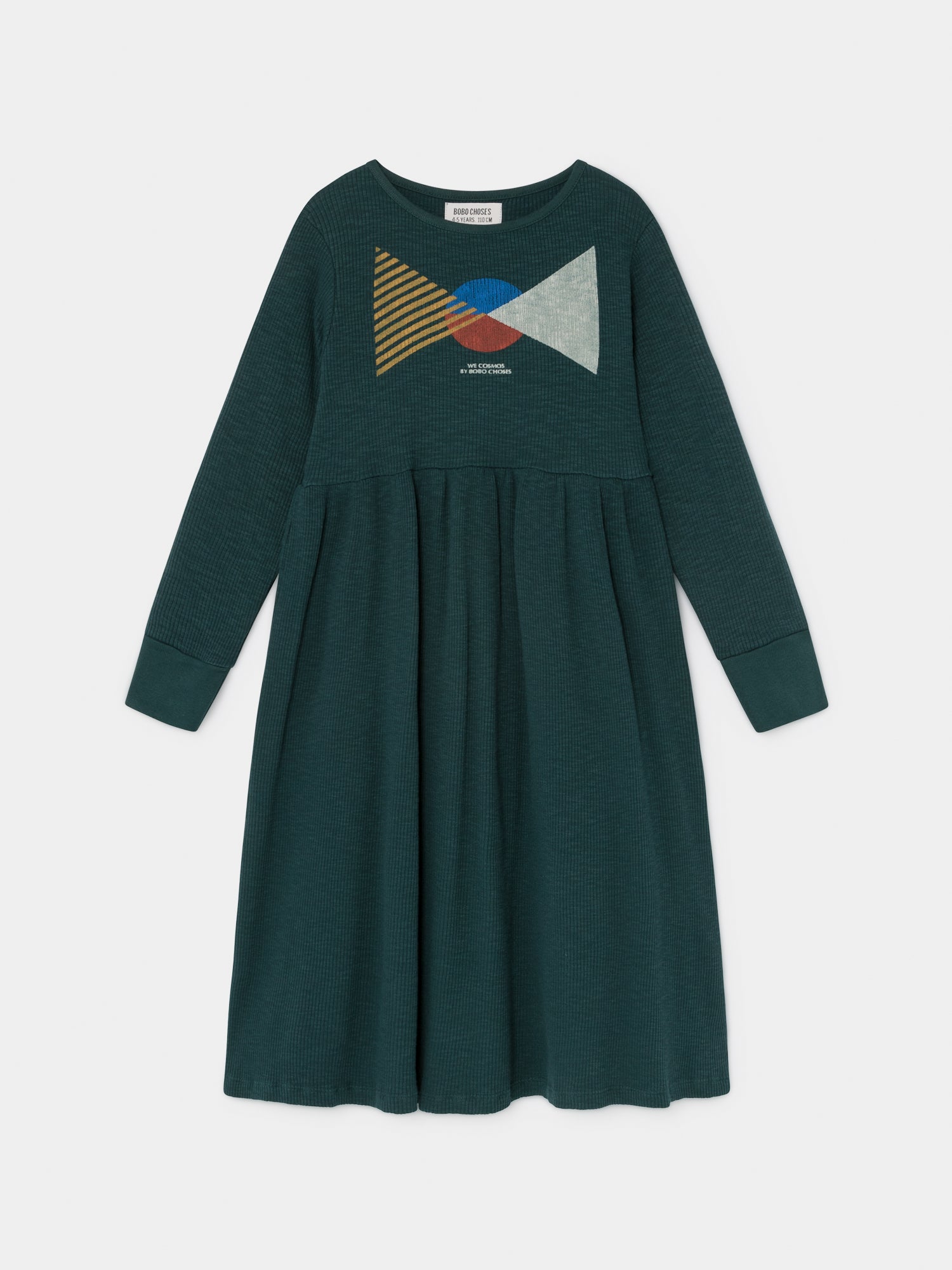 Girls Dark Green Flags Cotton Dress