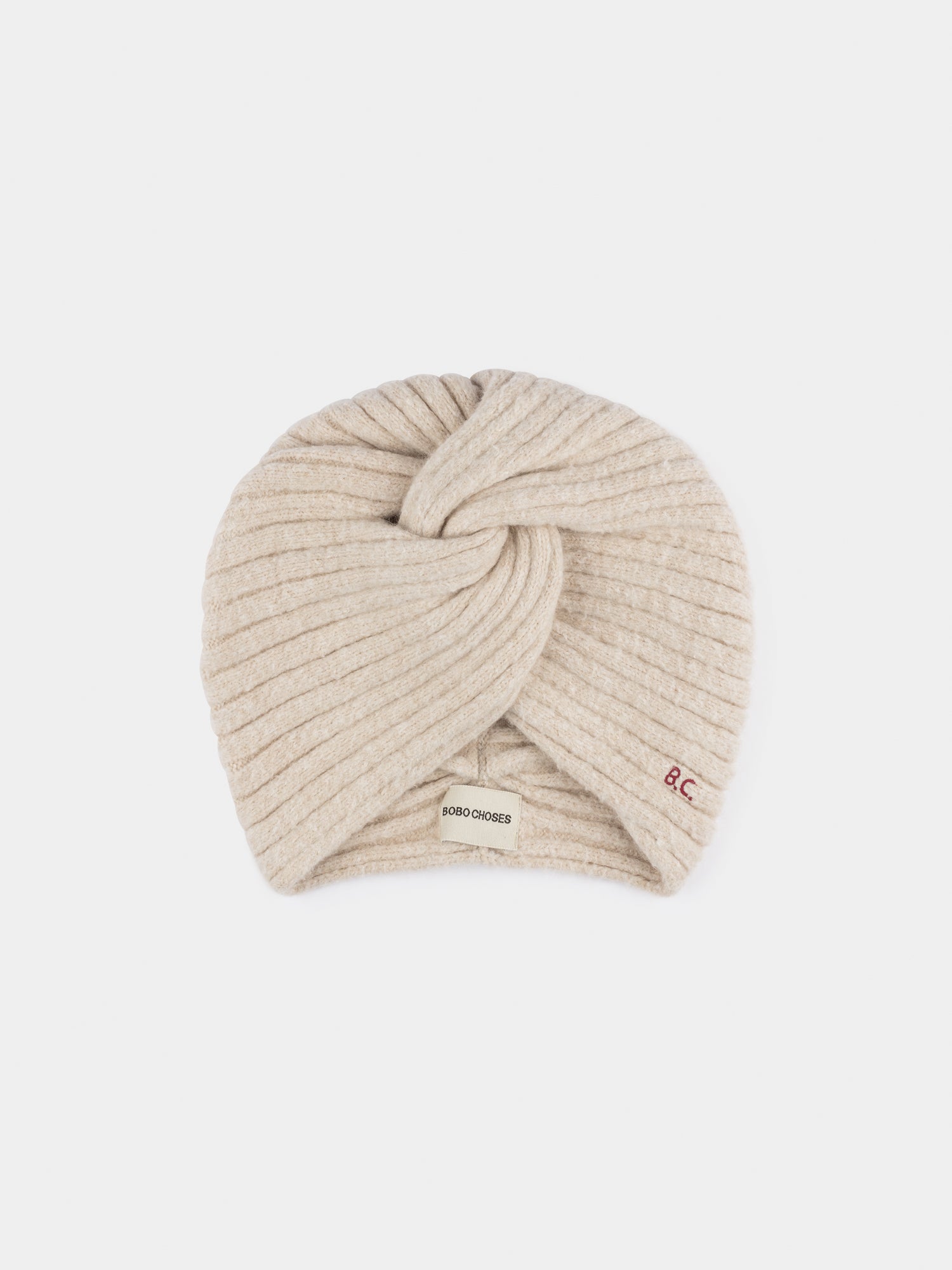 Girls Beige Twist Beanie Hat