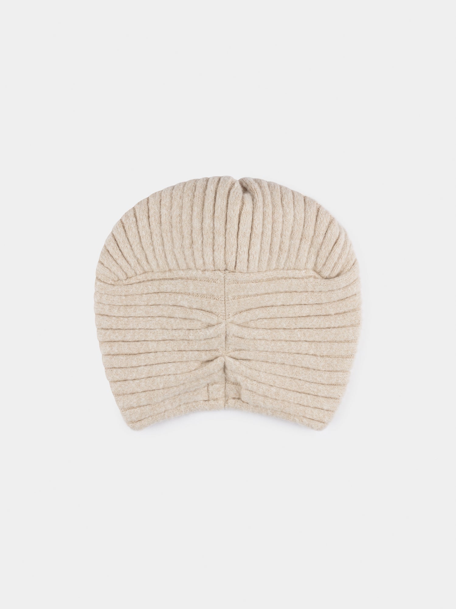 Girls Beige Twist Beanie Hat