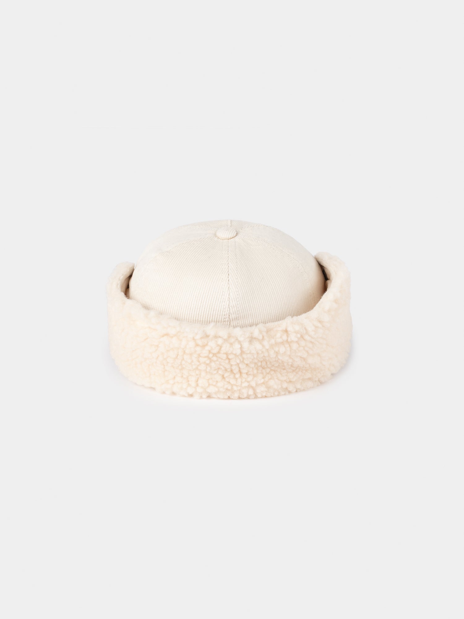 Girls Beige Logo Sheepskin Cap