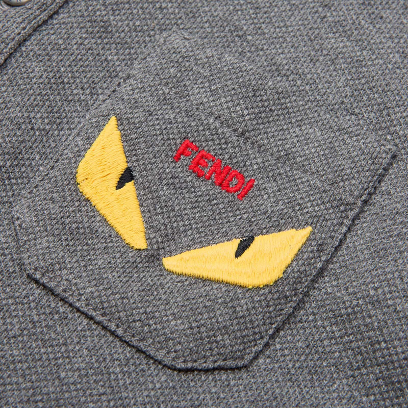 Boys Grey Embroidered Monster Cotton Polo Shirt - CÉMAROSE | Children's Fashion Store - 3