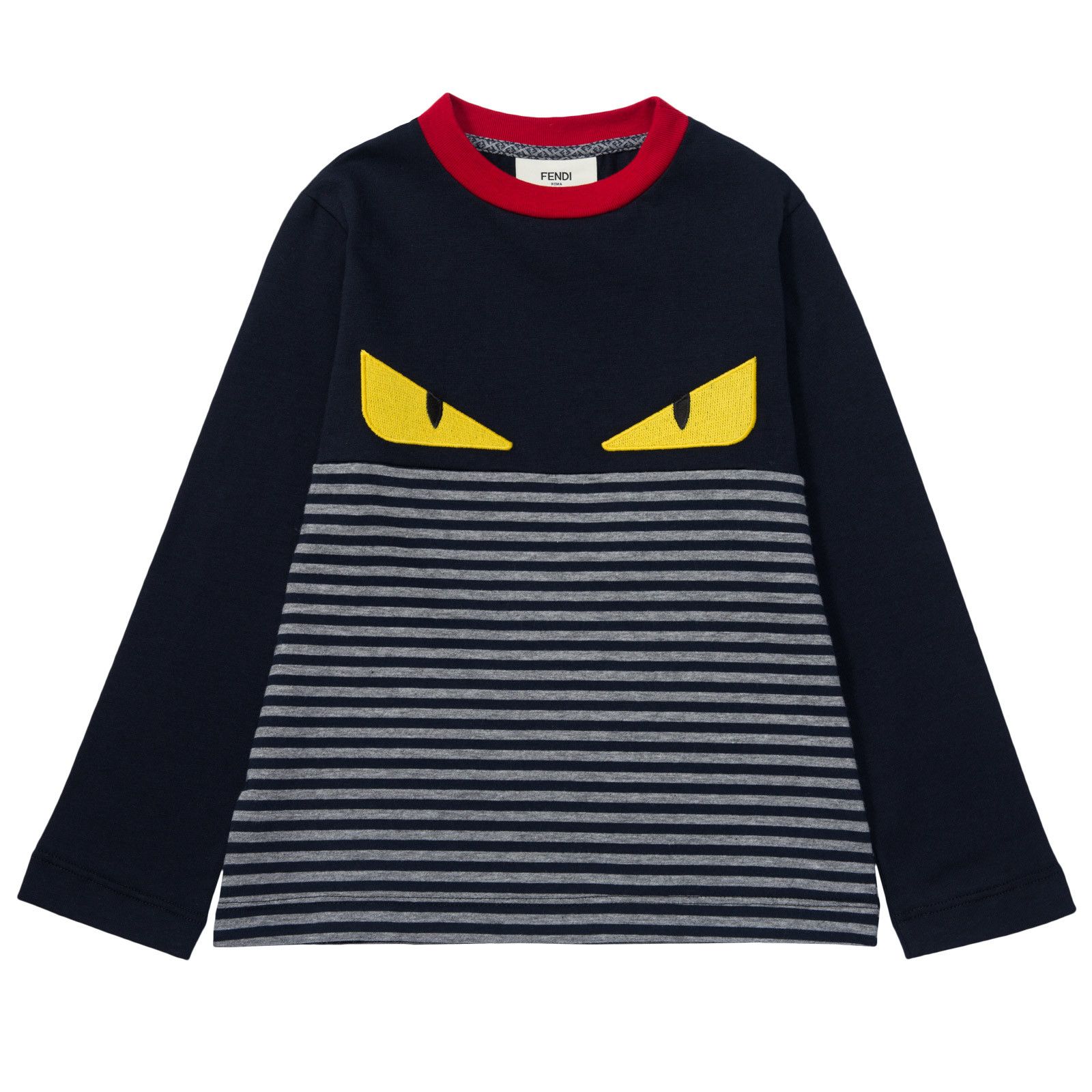 Boys Navy Blue Stripe Cotton Jersey Monster T-Shirt - CÉMAROSE | Children's Fashion Store - 1