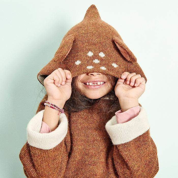 Boys & Girls Brown Alpaca Hooded Sweater