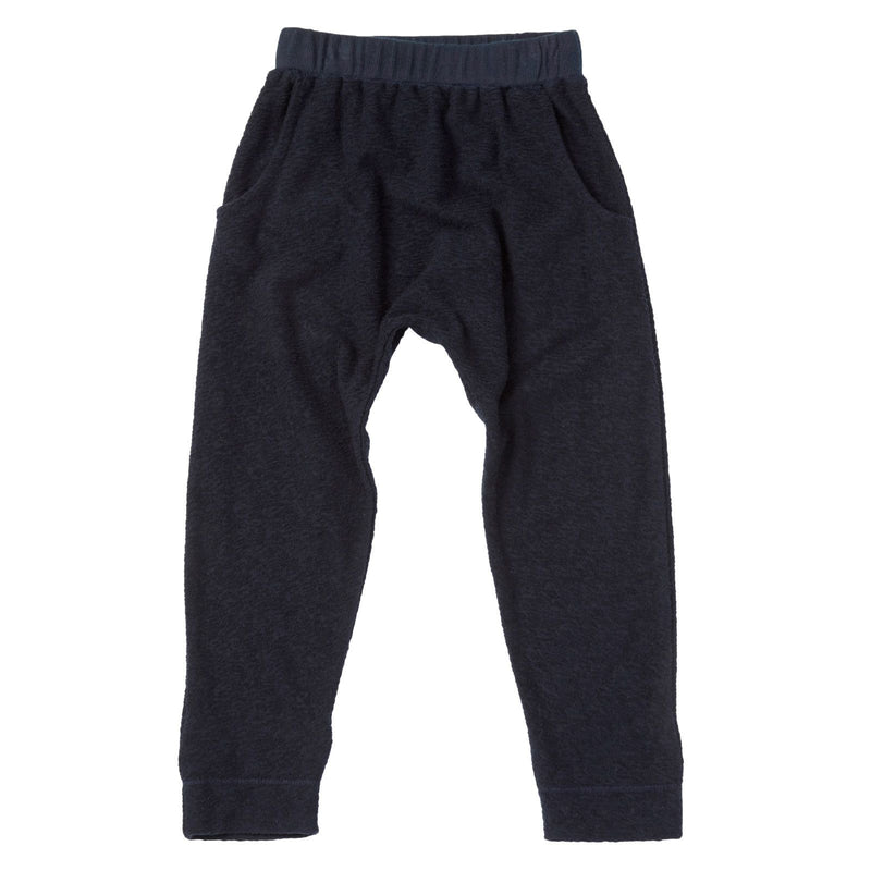 Baby Navy Blue Textured Fleece Cotton Jersey Trousers - CÉMAROSE | Children's Fashion Store