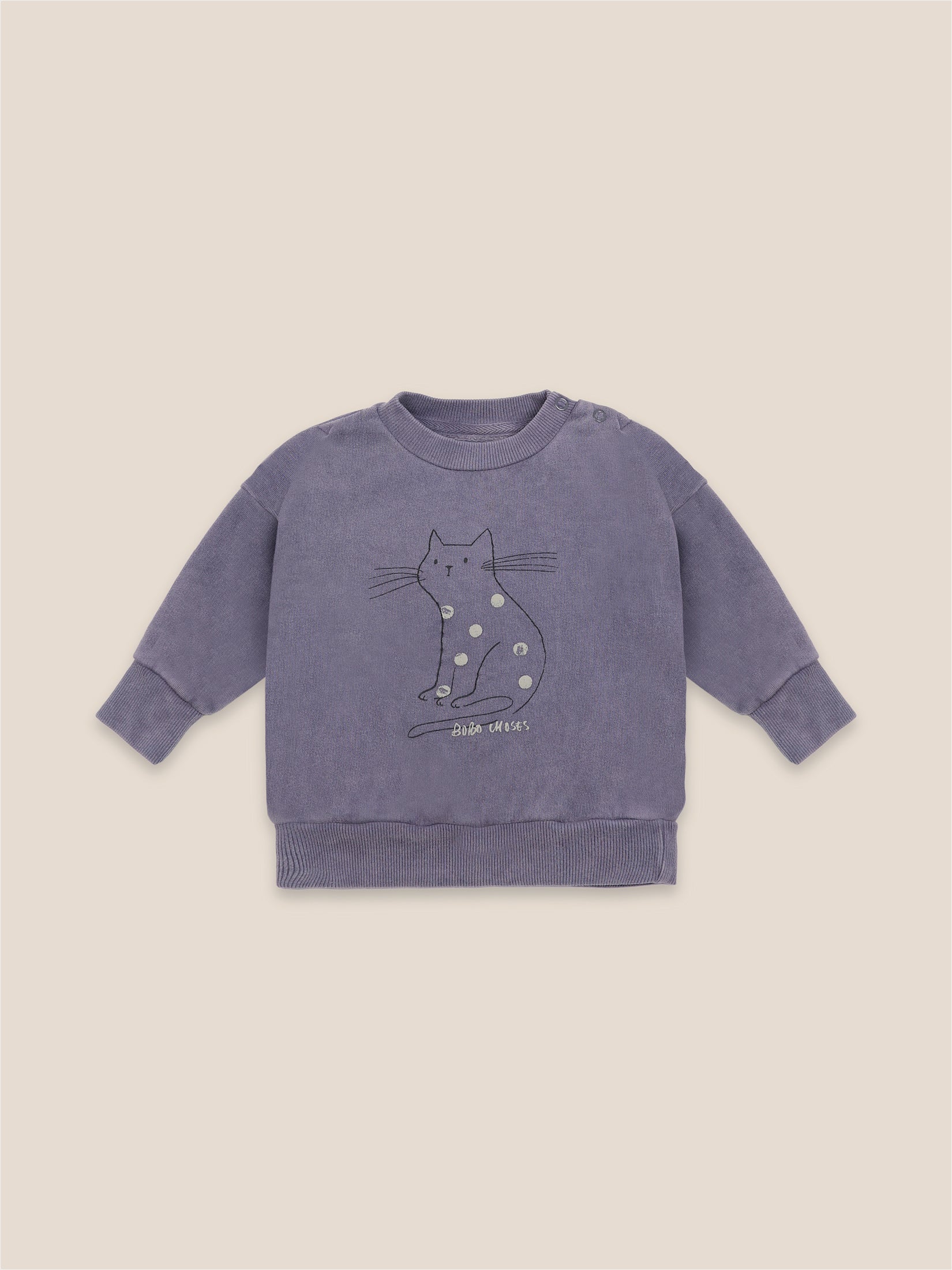 Baby Boys Grape Compote Cat Organic Cotton Sweatshirt
