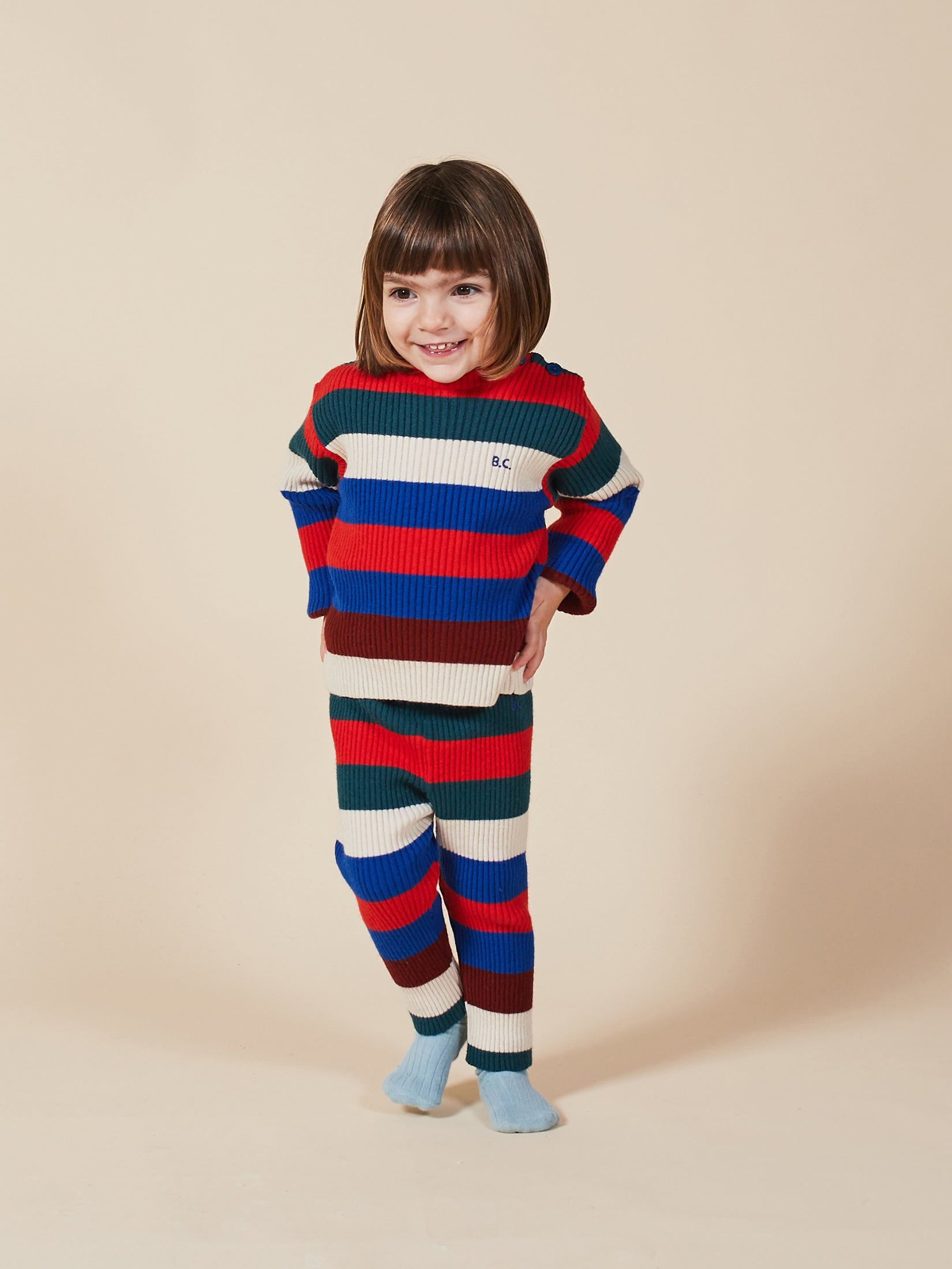 Baby Boys Electric Blue Stripe Knitted Legging
