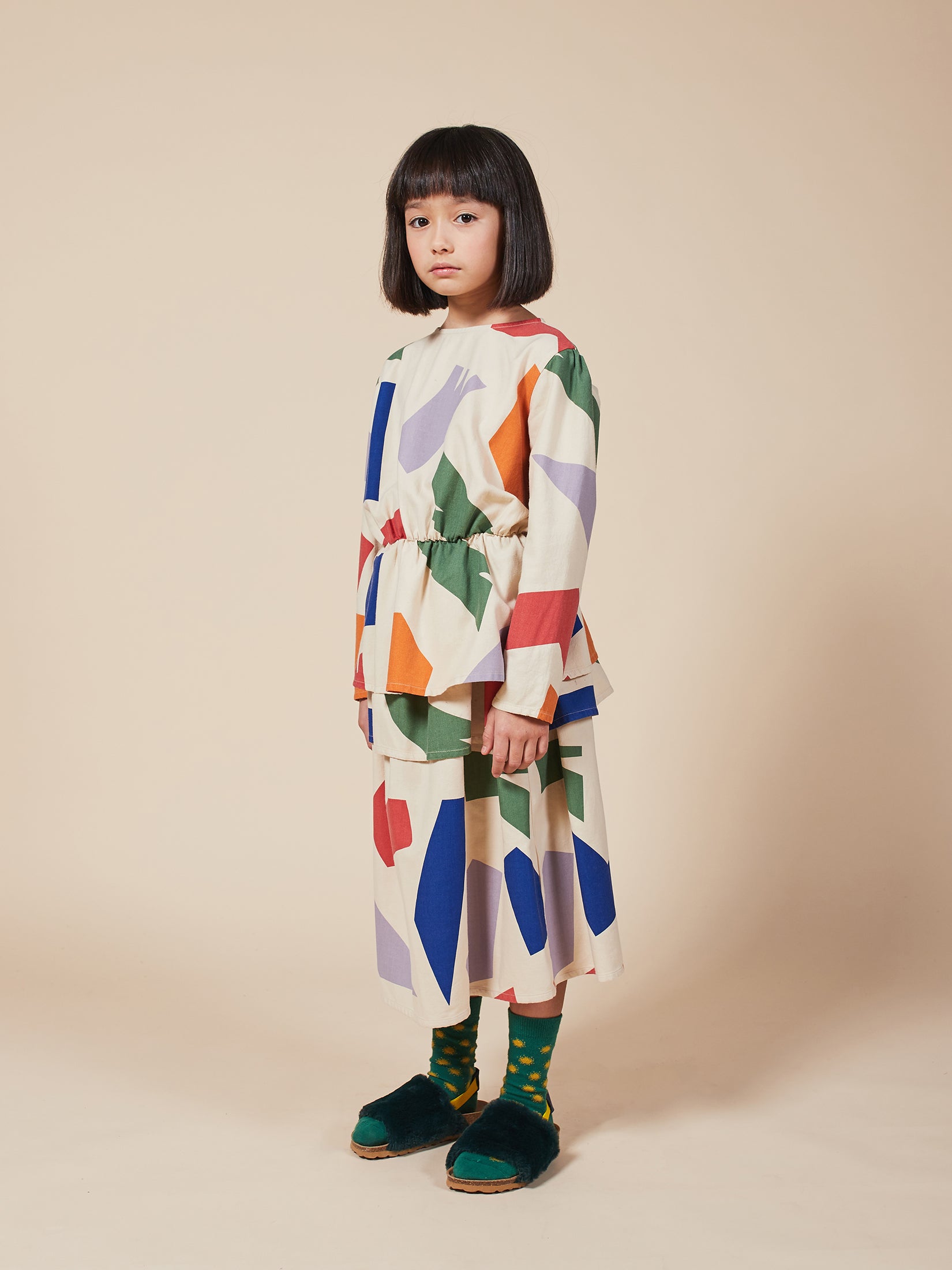 Girls Brown Rice Shadows Blouse