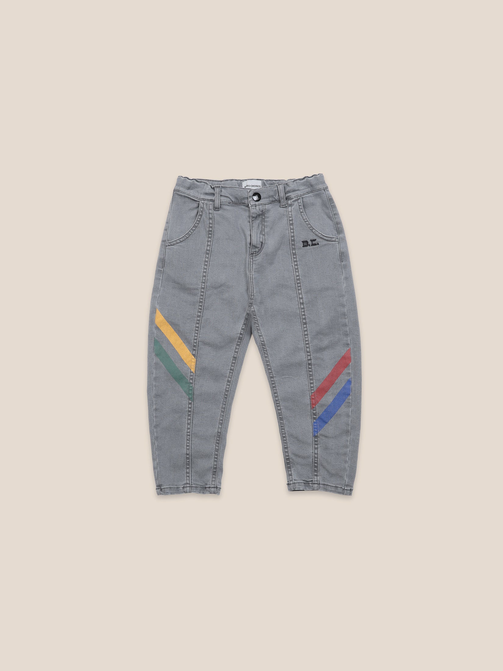 Boys & Girls Grey Multicolor Denim Trousers