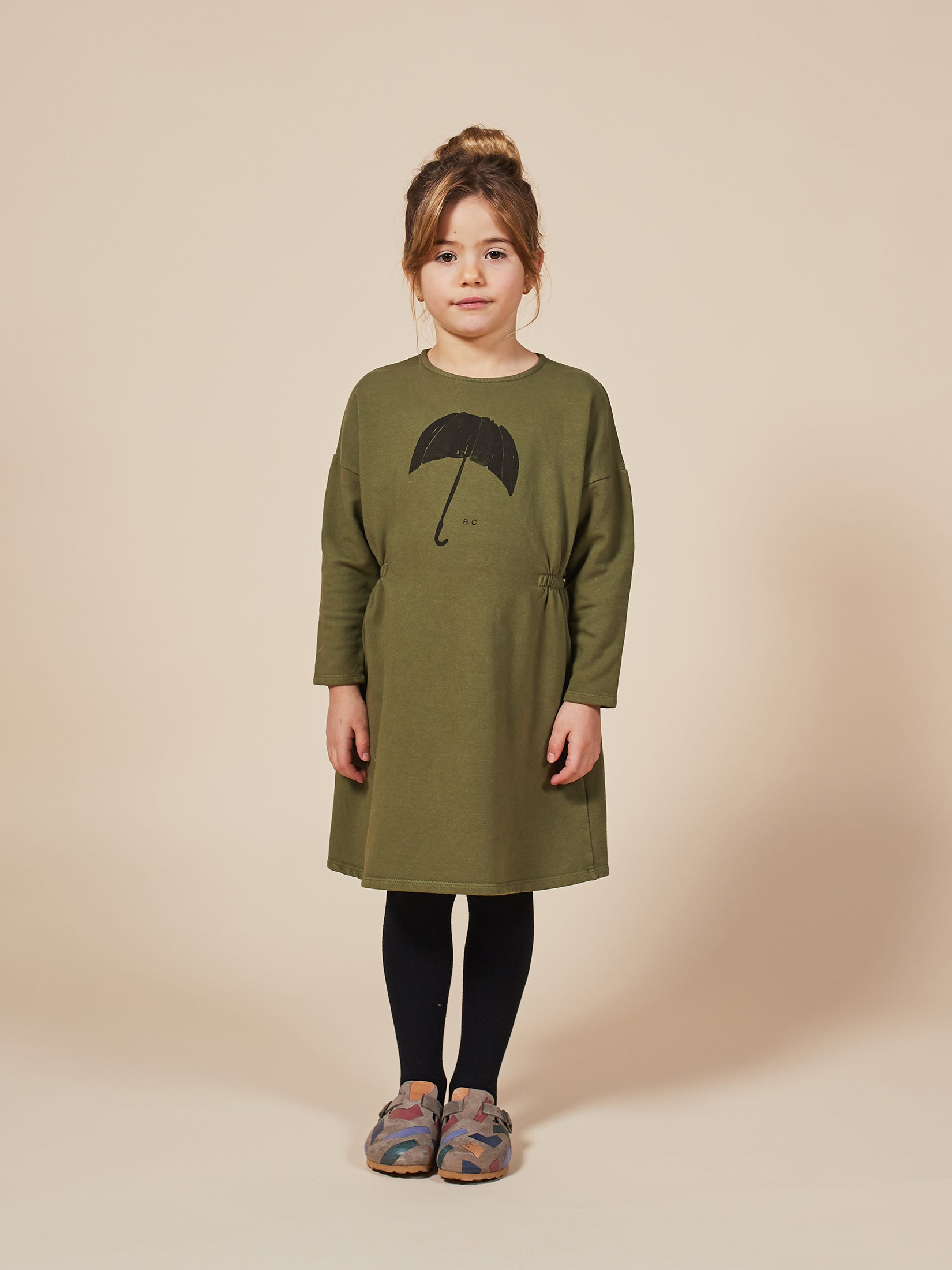 Girls Olive Branch Umbrella Fleece Dress