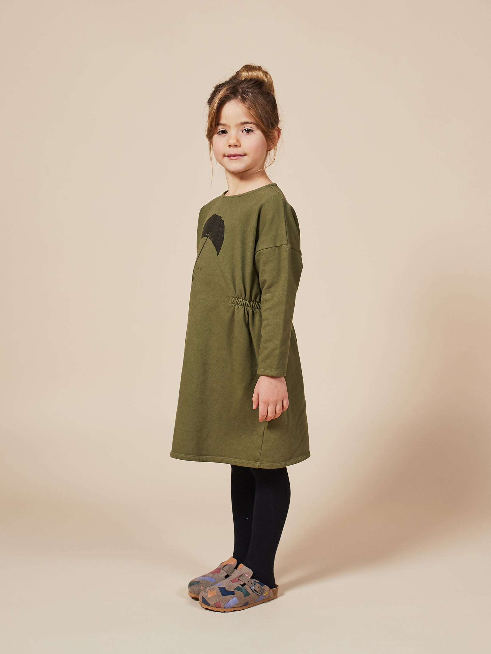 Girls Olive Branch Umbrella Fleece Dress
