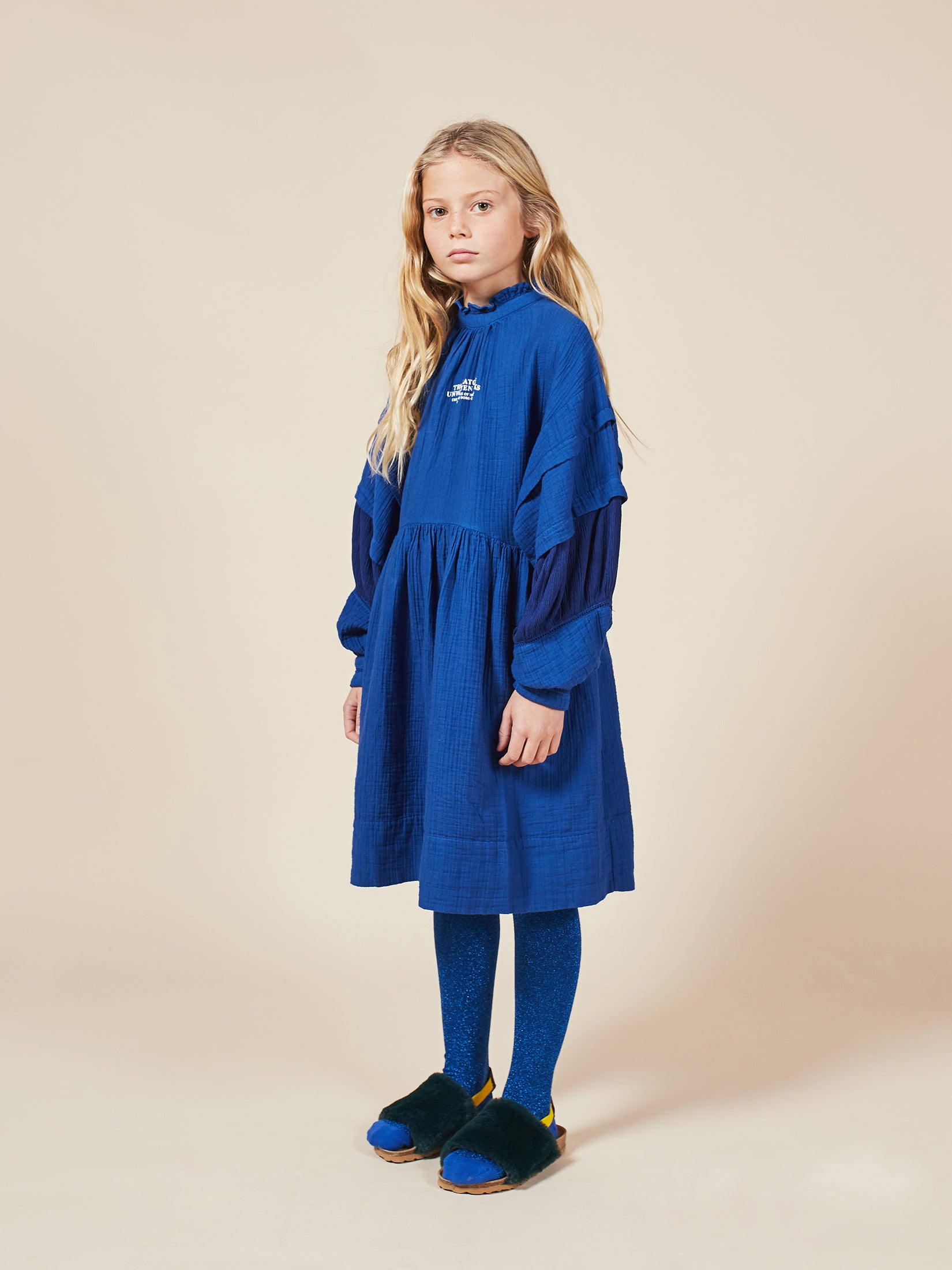 Girls Electric Blue Princess Cotton Dress