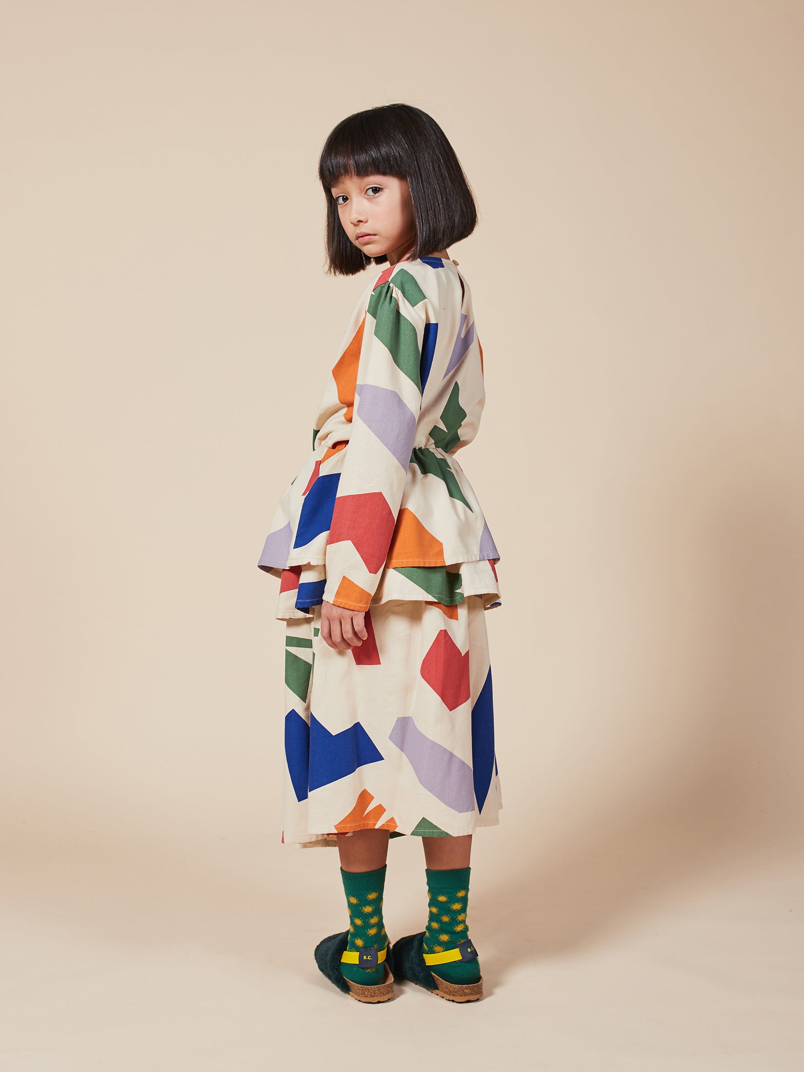 Girls Brown Rice Shadows Woven Skirt
