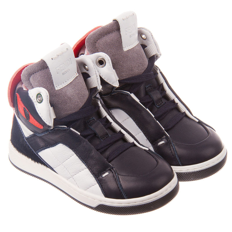 Boys Grey&White Suede High-top Trainers - CÉMAROSE | Children's Fashion Store - 1