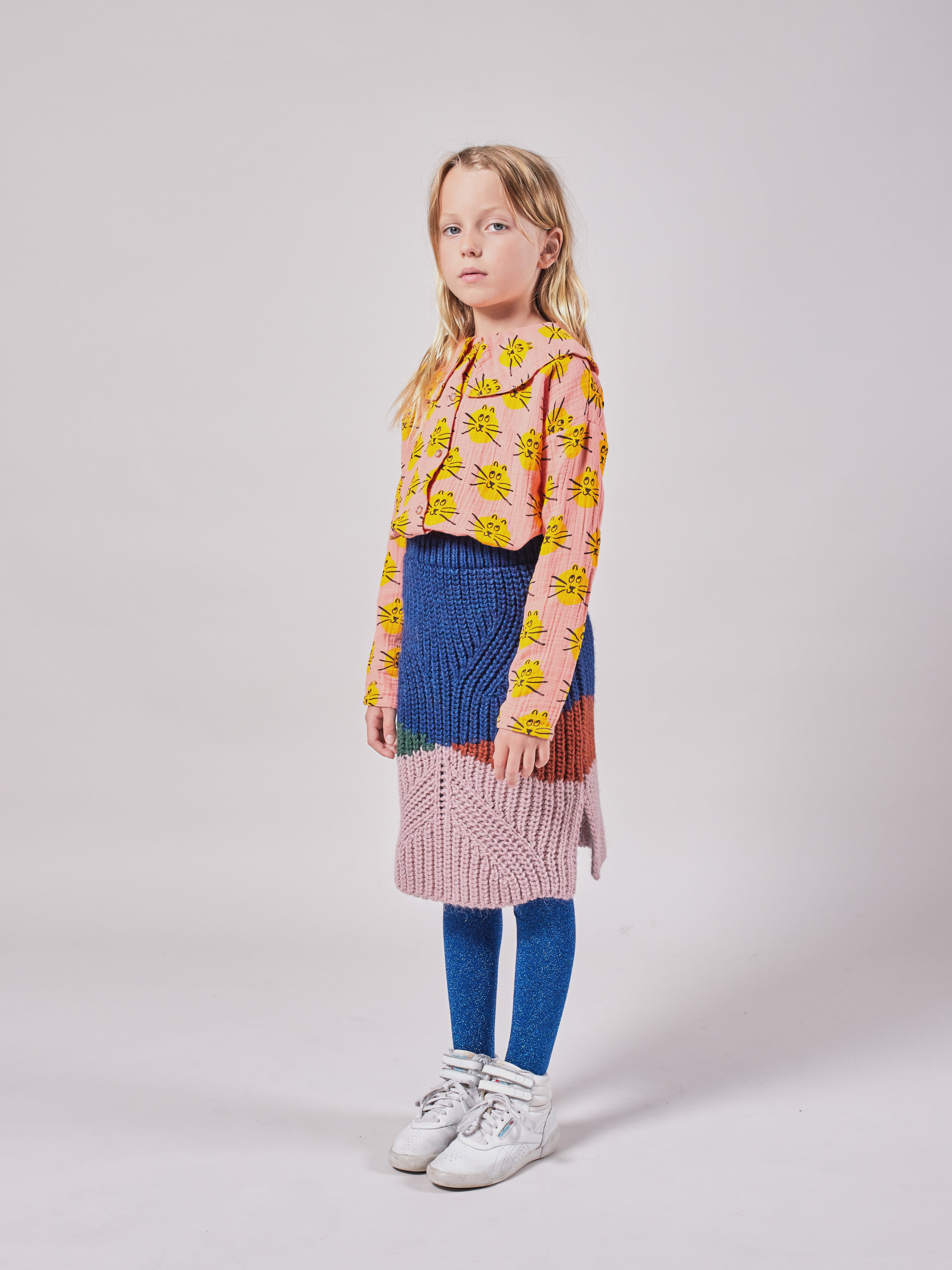 Girls Pink Cat All Over Blouse