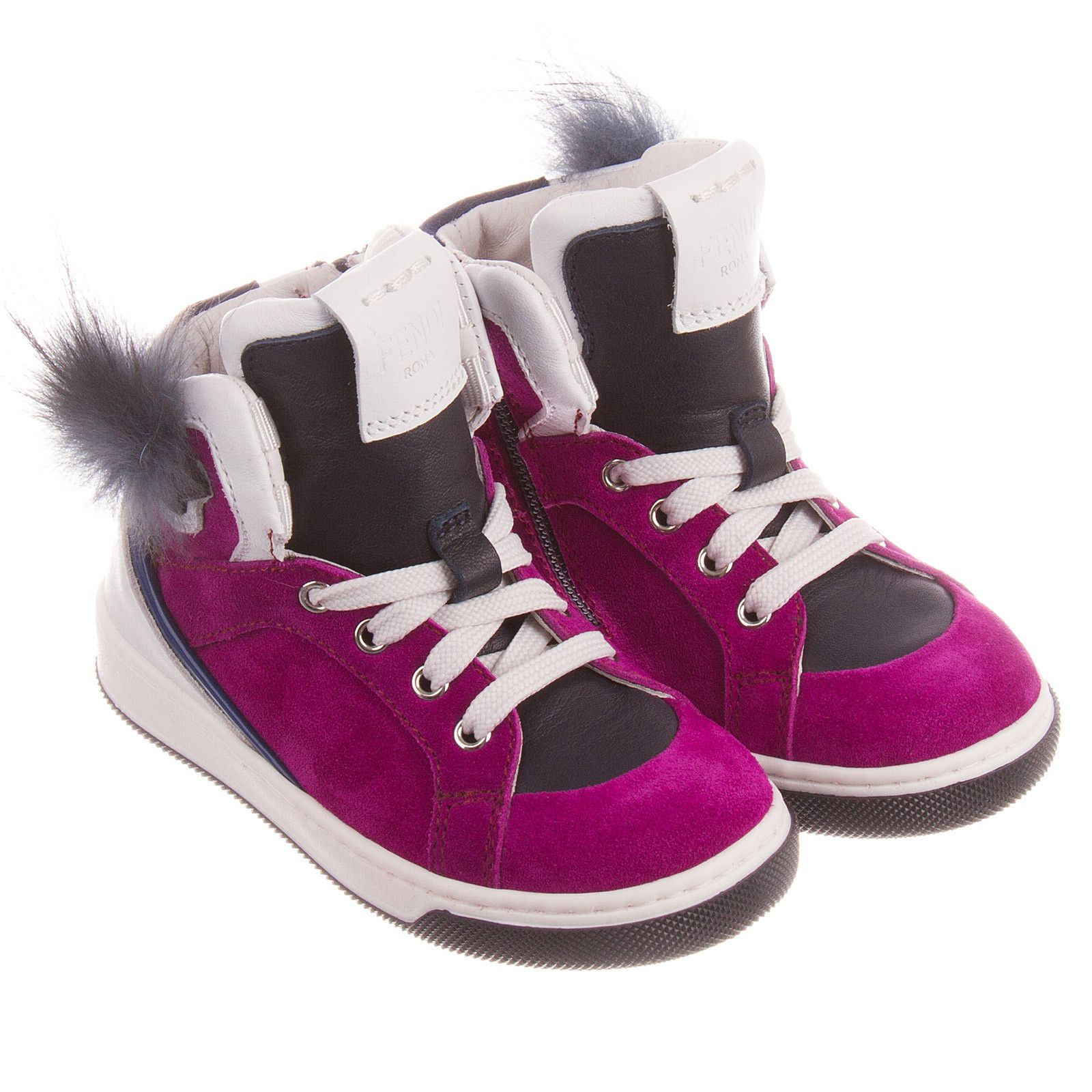 Boys&Girls Purple Suede High-top Trainers With Fur - CÉMAROSE | Children's Fashion Store - 1