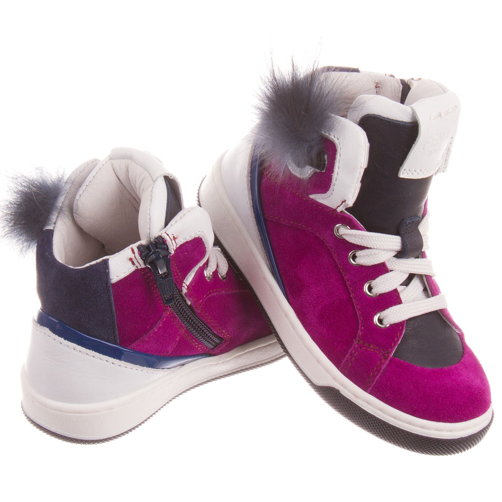 Boys&Girls Purple Suede High-top Trainers With Fur - CÉMAROSE | Children's Fashion Store - 3
