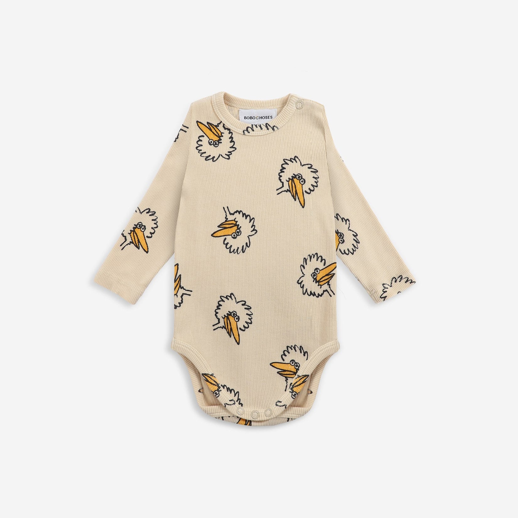 Baby Boys & Girls Beige Printed Cotton Babysuit