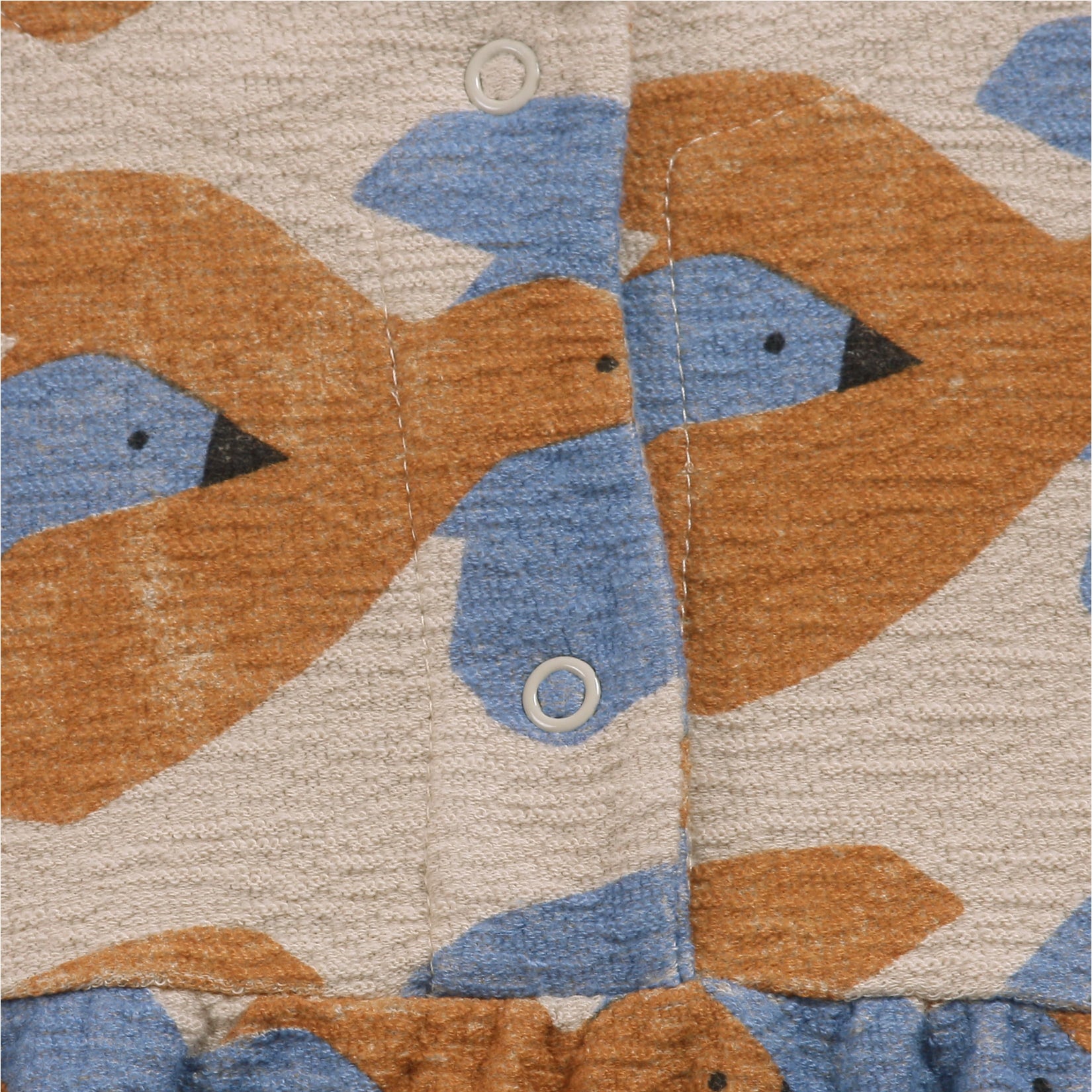 Baby Girls Beige Birds Printed Cotton Dress