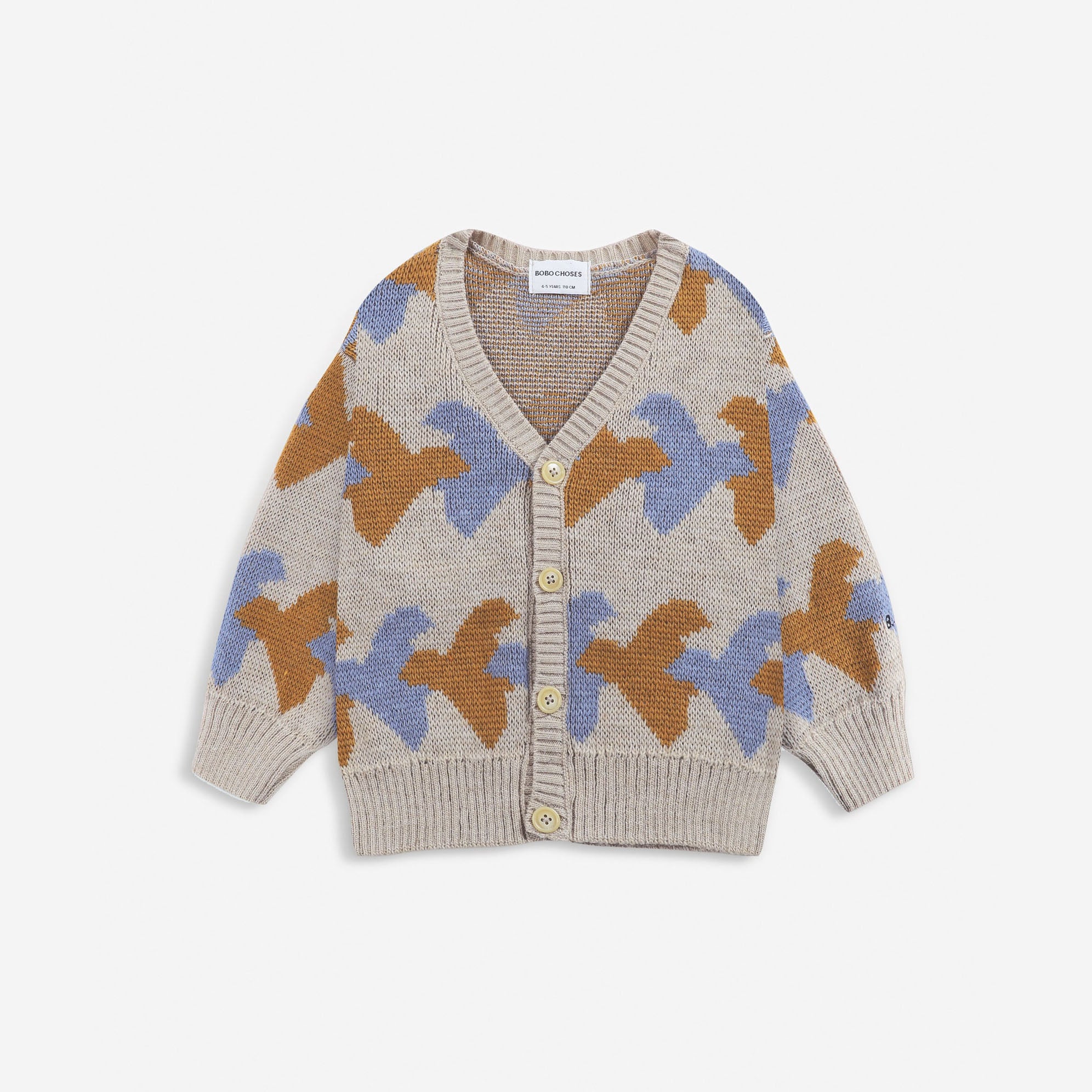 Girls Beige Pattern Cardigan