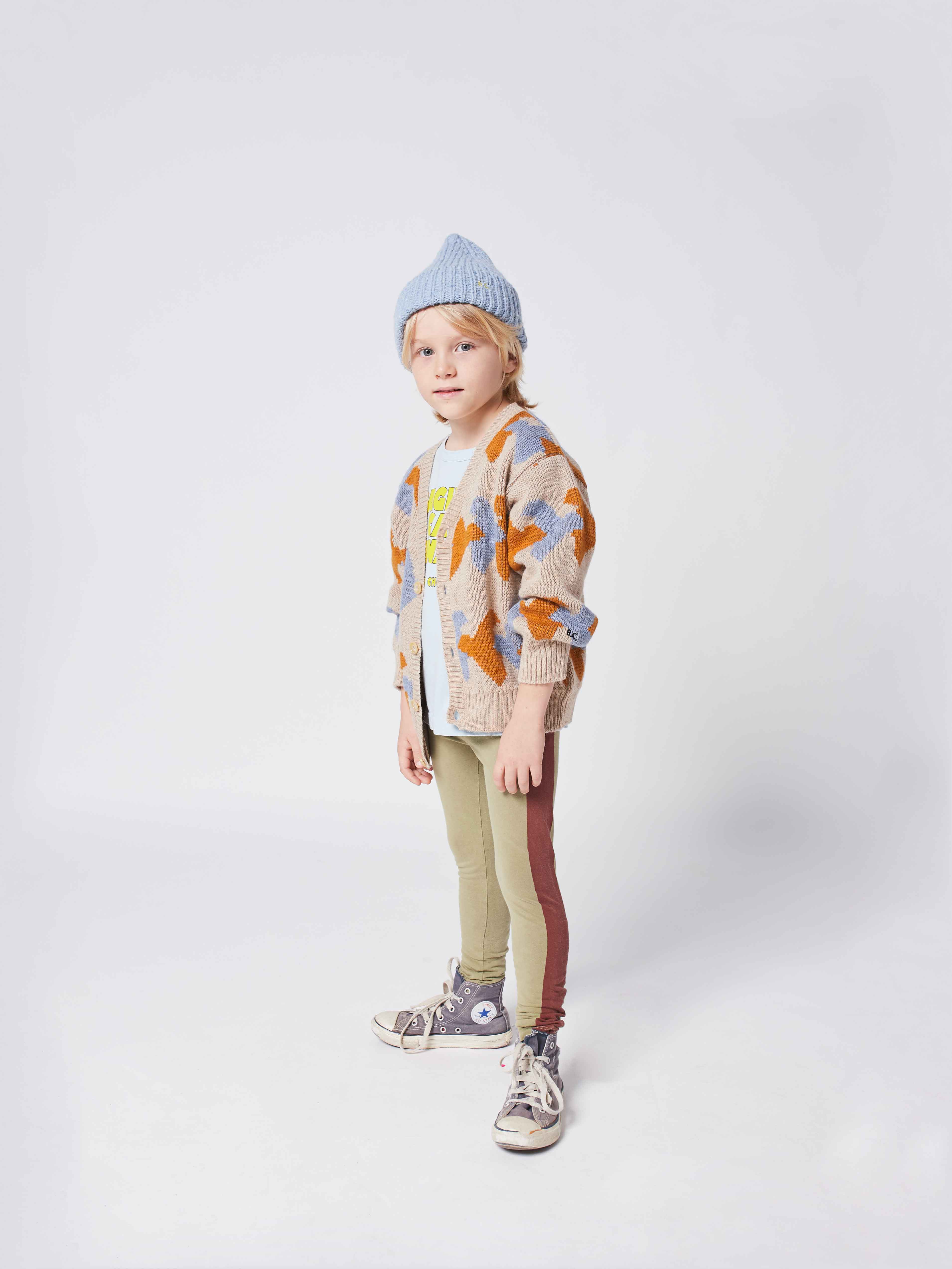 Girls Beige Pattern Cardigan